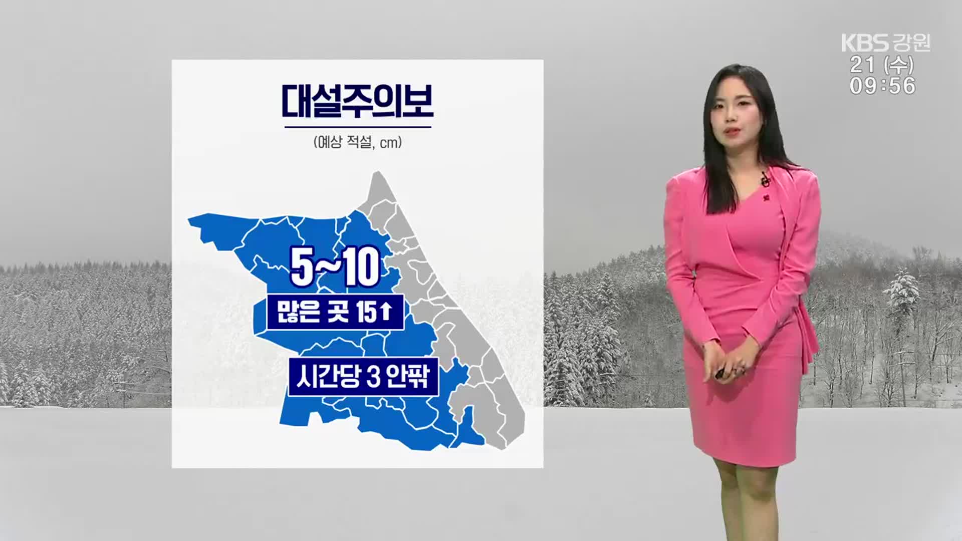 [날씨] 강원 오늘 대설주의보…저녁까지 최대 15cm↑ 눈