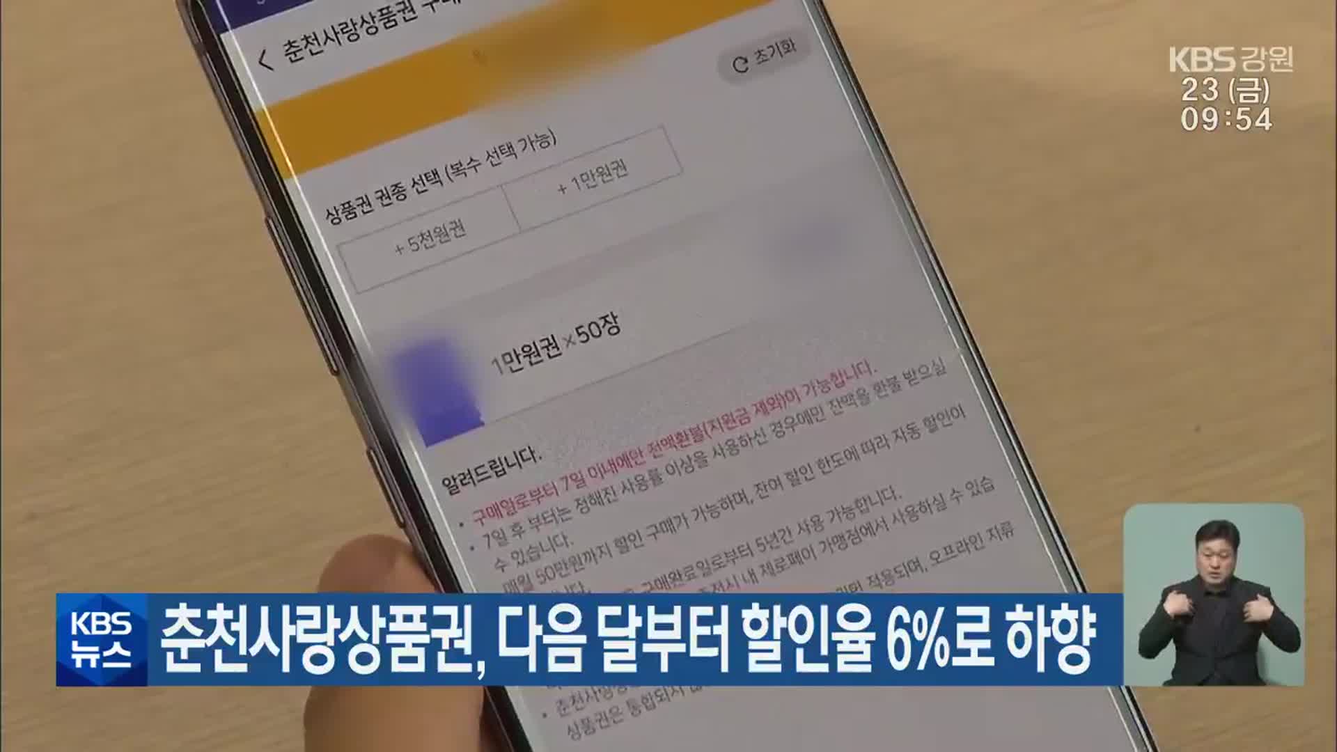 춘천사랑상품권, 다음 달부터 할인율 6%로 하향