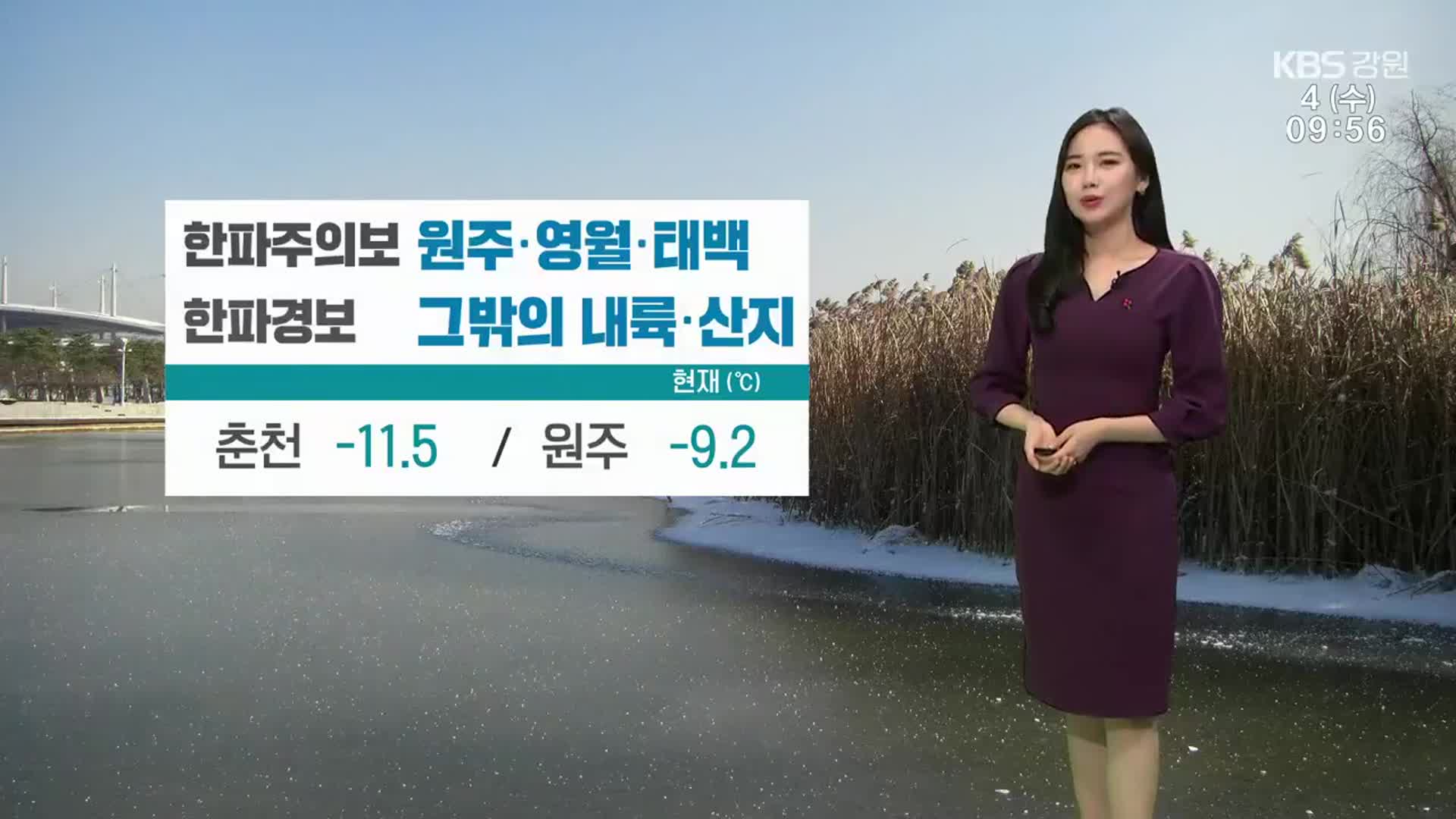 [날씨] 강원 곳곳 한파특보…춘천 -11.5도·원주 -9.2도