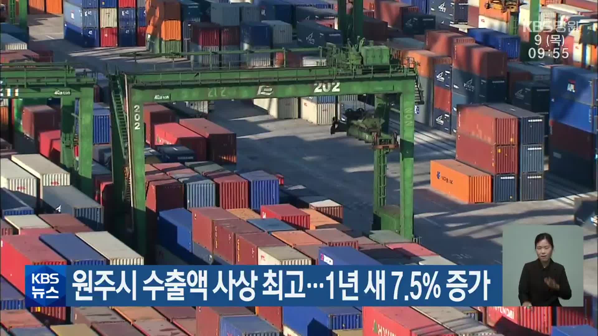 원주시 수출액 사상 최고…1년 새 7.5% 증가