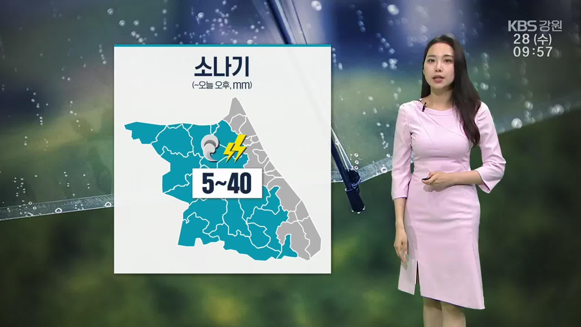 [날씨] 강원 영서지역 5~40mm 소나기…곳곳에 폭염주의보