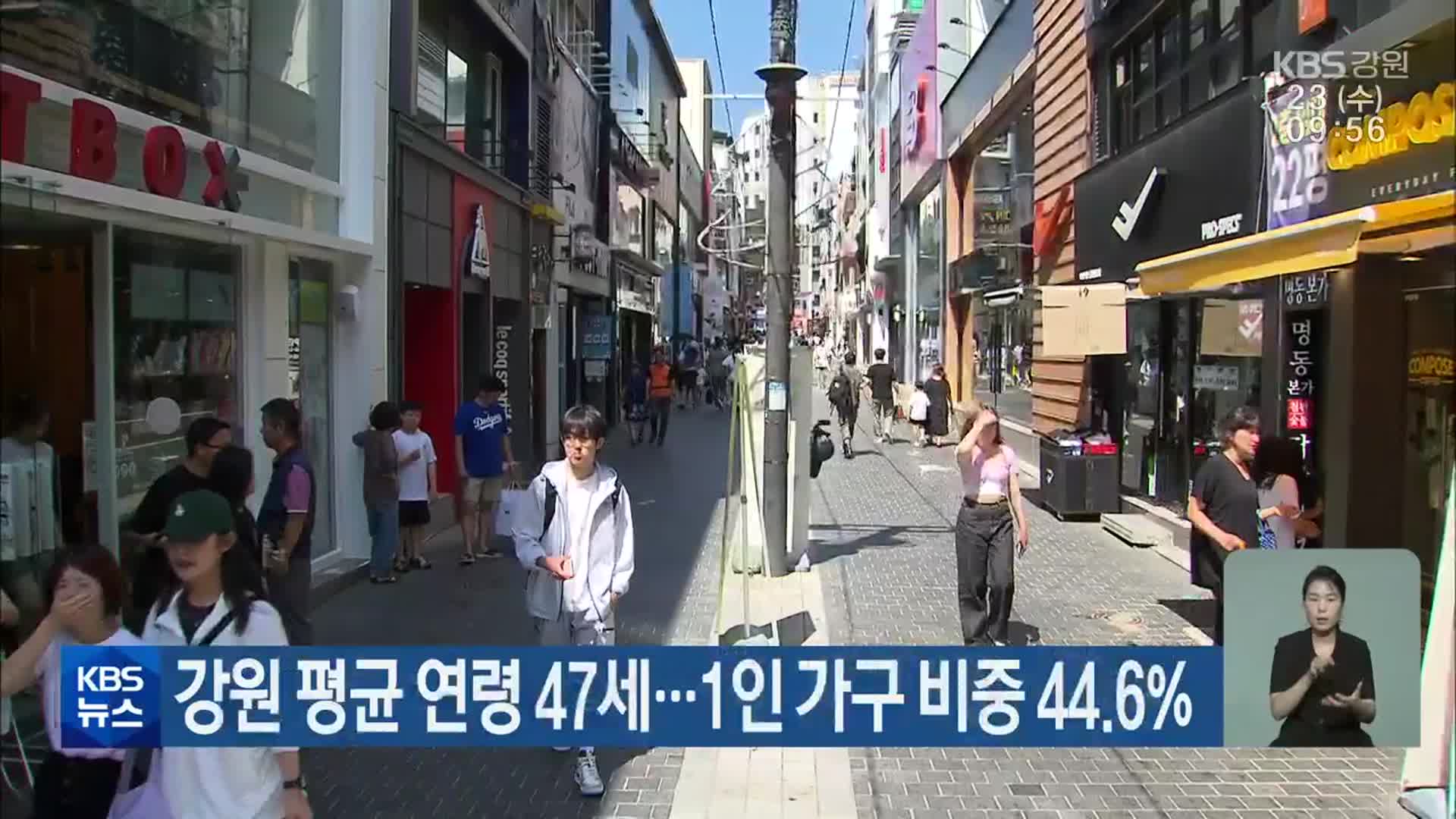 강원 평균 연령 47세…1인 가구 비중 44.6%