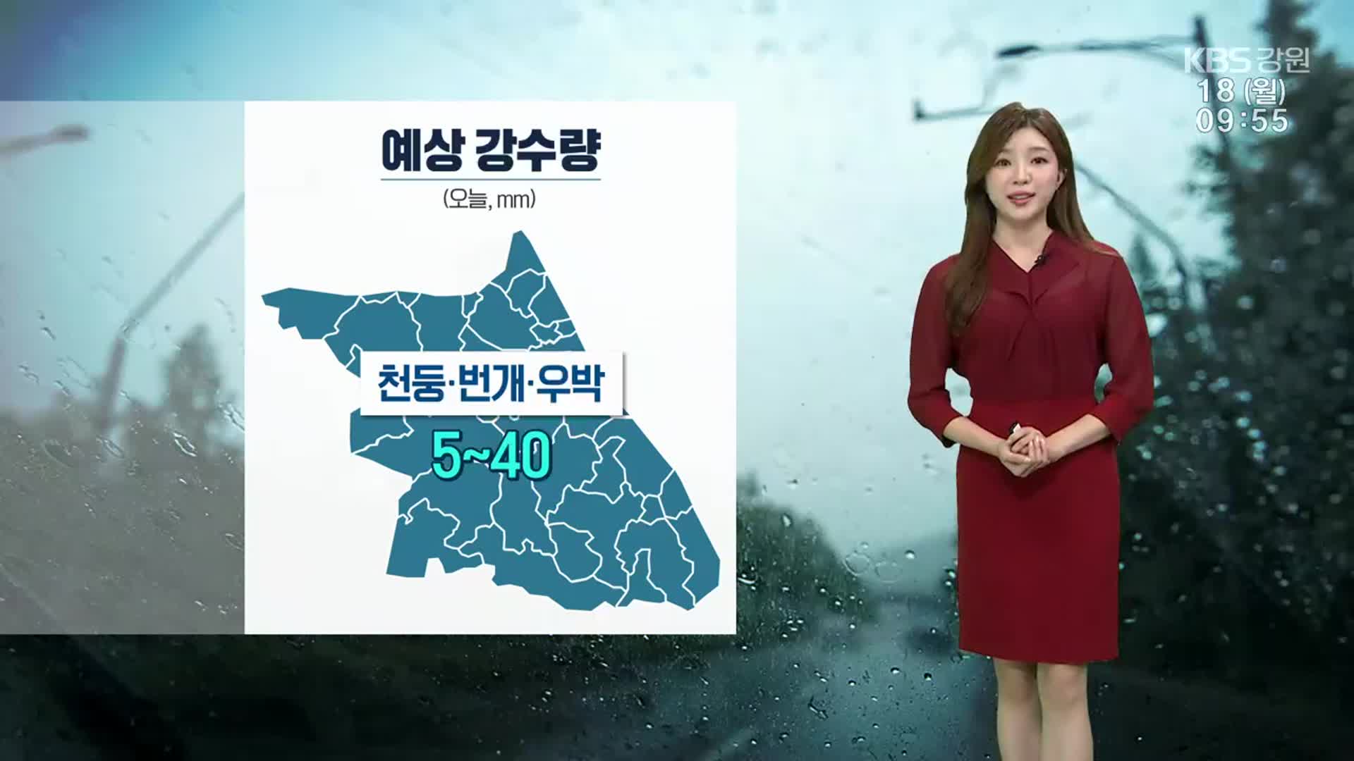 [날씨] 강원 곳곳 5~40mm 소나기…천둥·번개·우박 유의