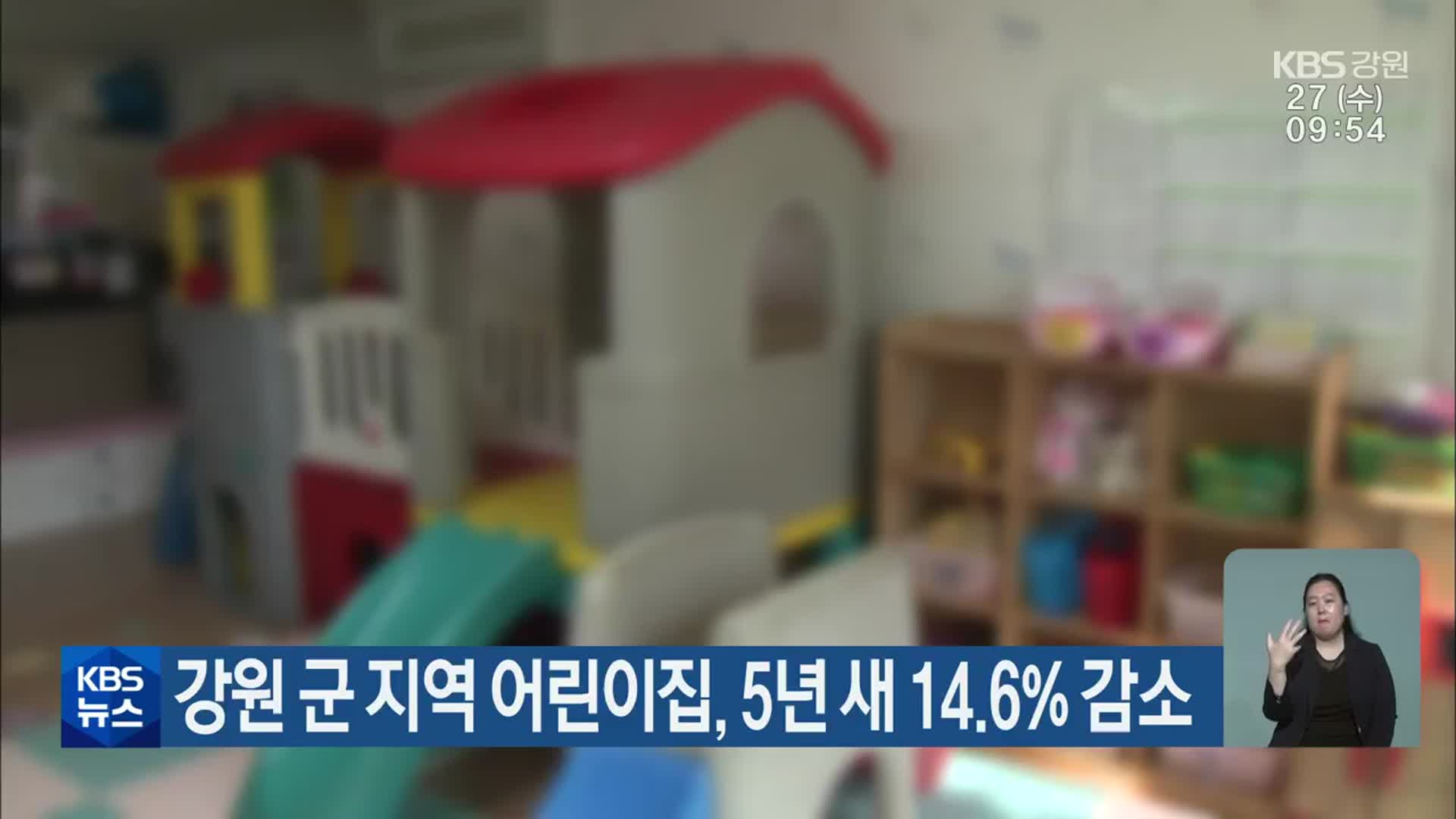 강원 군 지역 어린이집, 5년 새 14.6% 감소