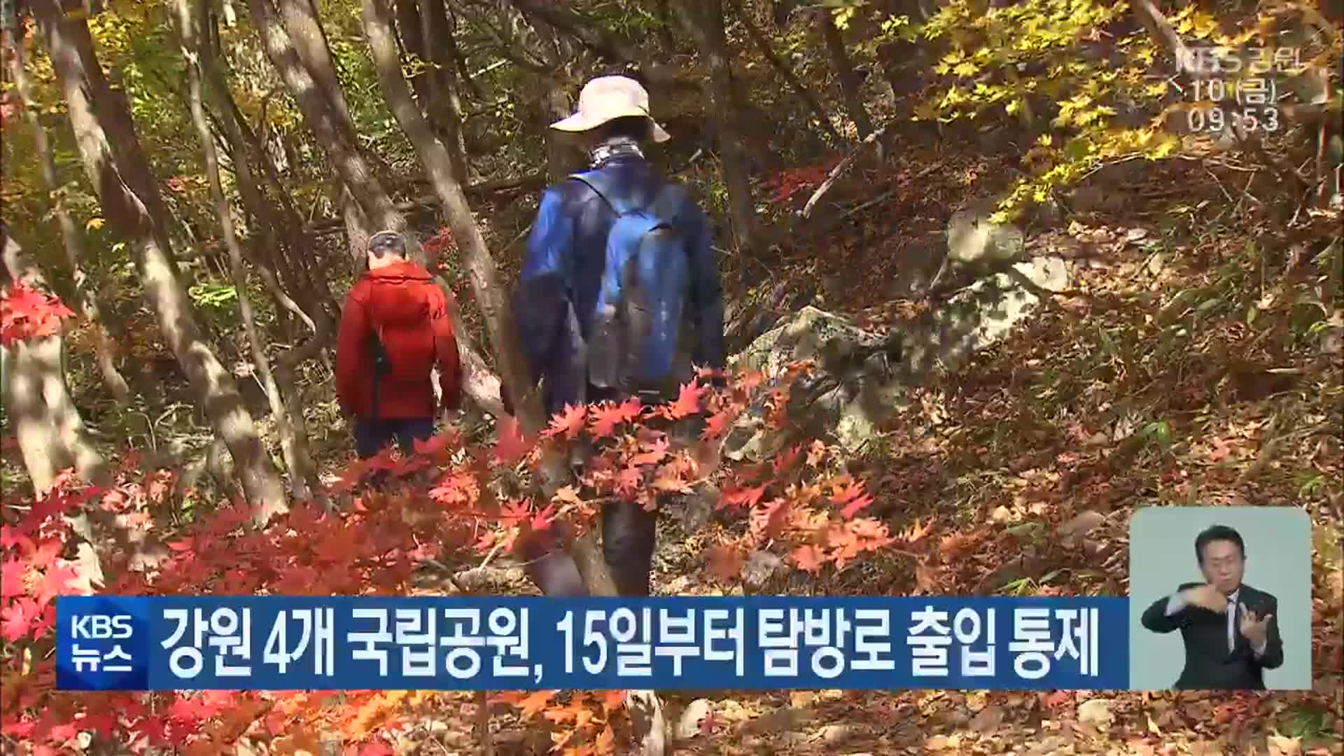 강원 4개 국립공원, 15일부터 탐방로 출입 통제