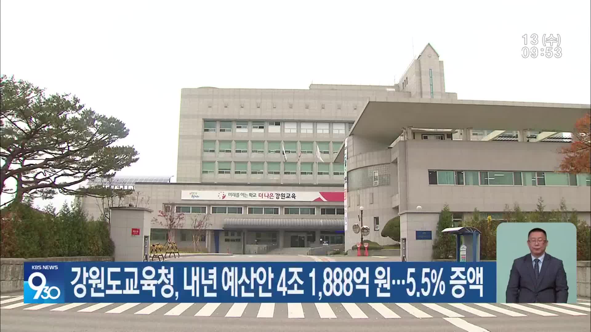 강원도교육청, 내년 예산안 4조 1,888억 원…5.5% 증액