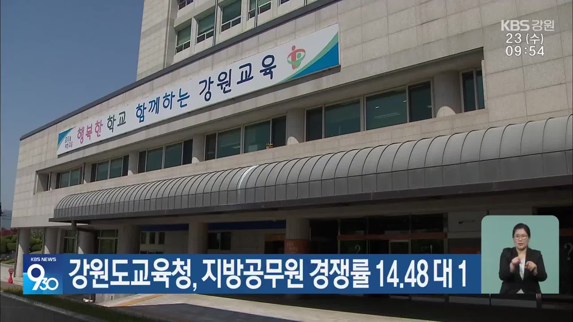 강원도교육청, 지방공무원 경쟁률 14.48 대 1