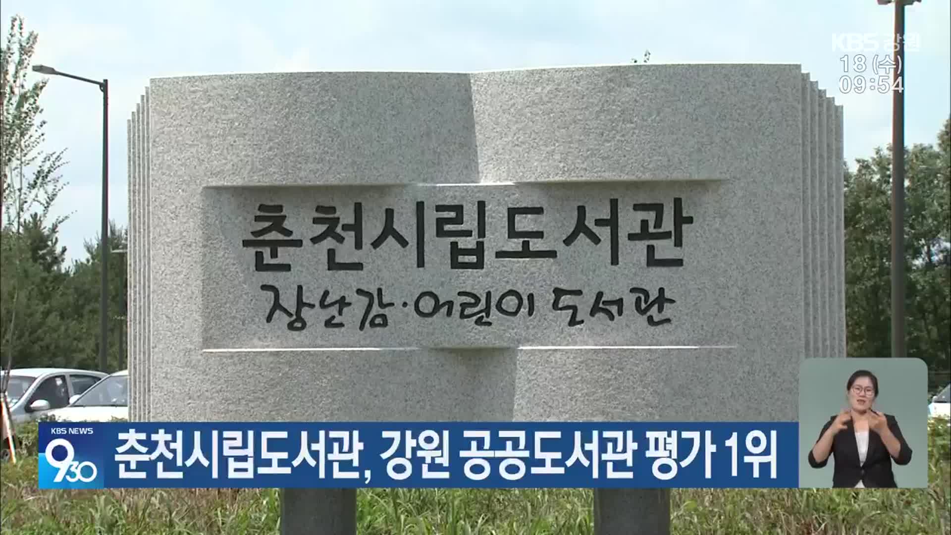 춘천시립도서관, 강원 공공도서관 평가 1위
