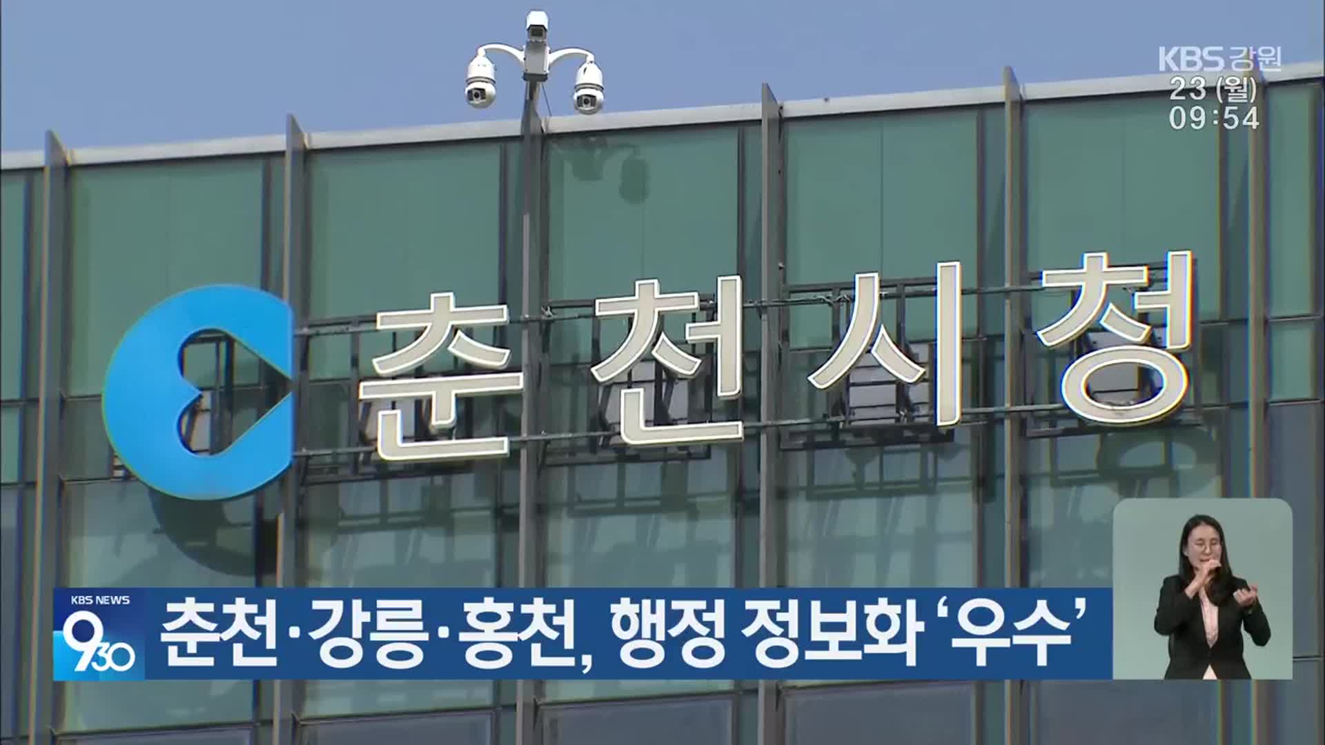 춘천·강릉·홍천, 행정 정보화 ‘우수’