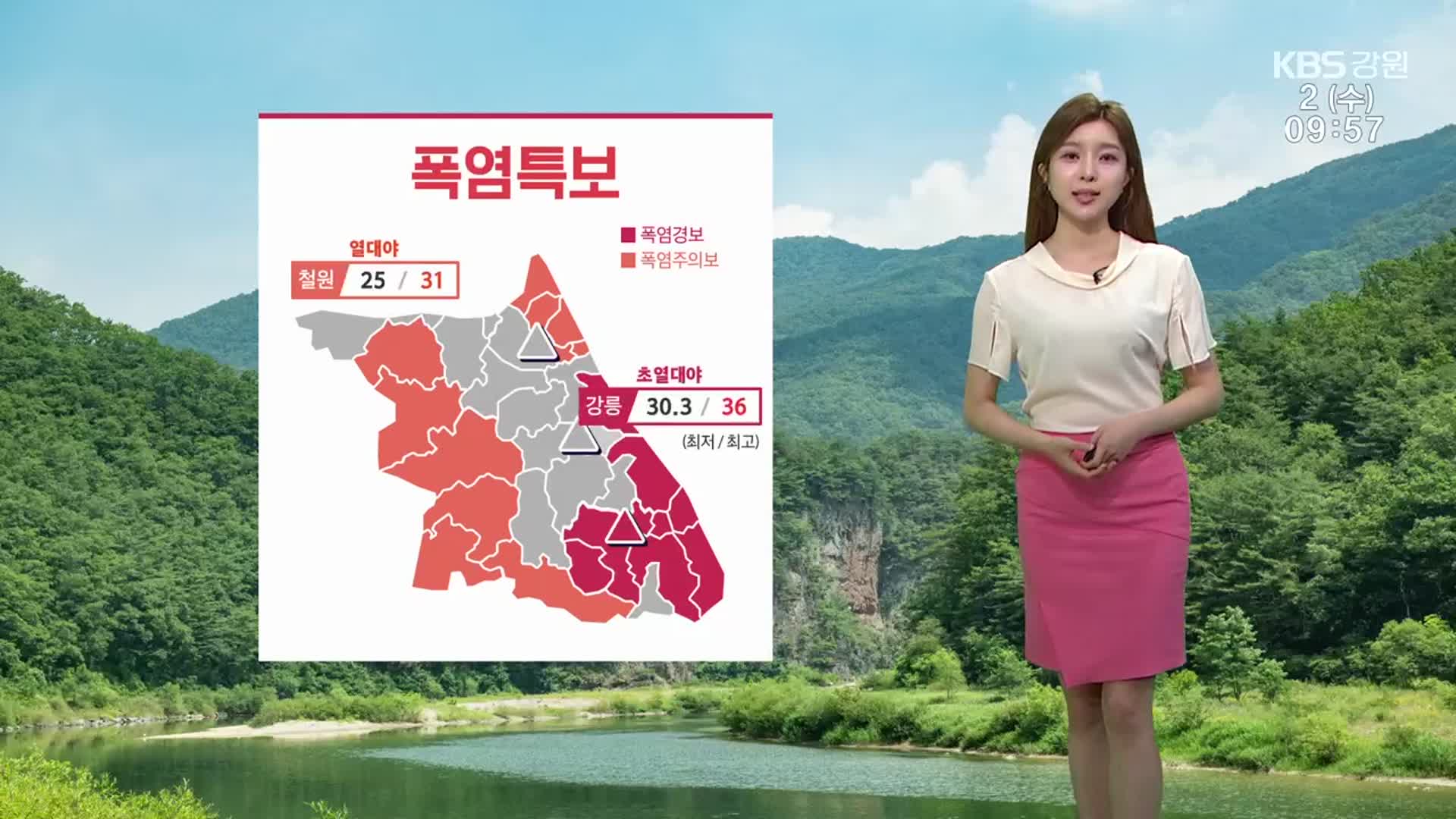 [날씨] 강원 곳곳 폭염특보…자외선 지수 ‘높음’