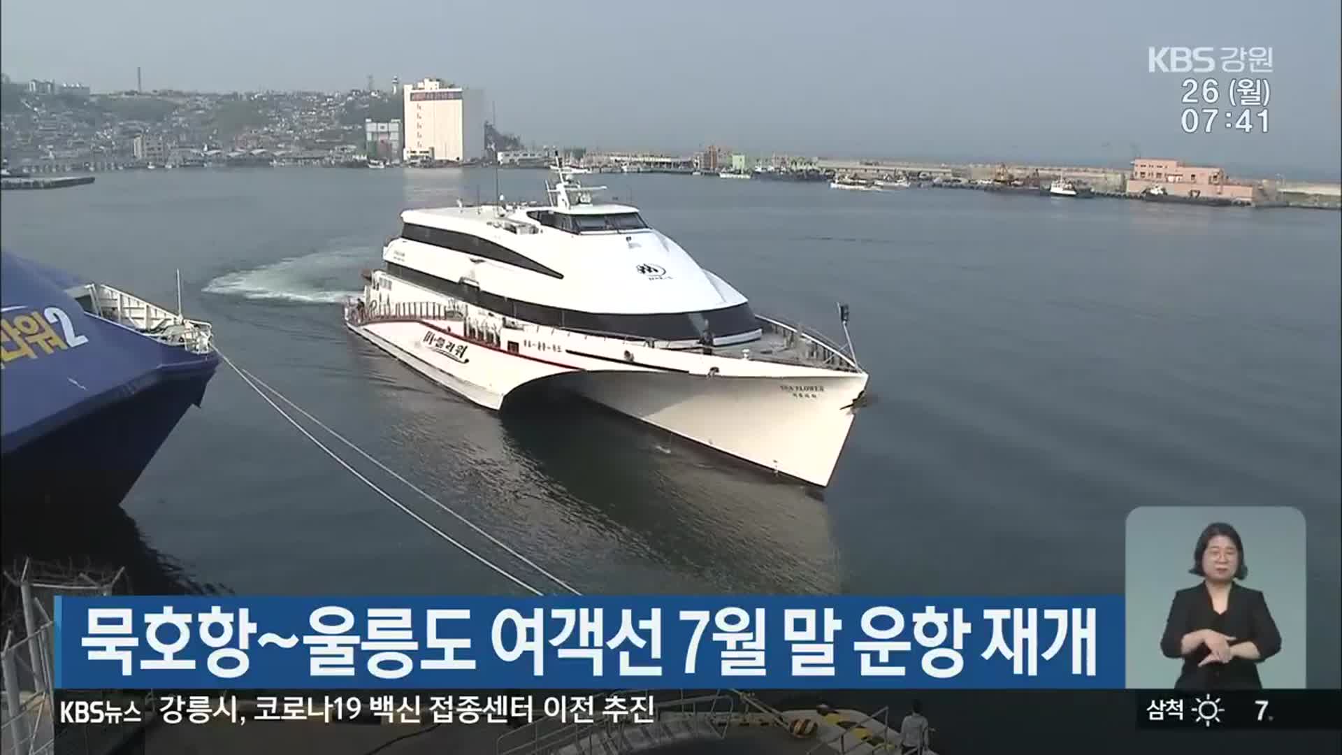 묵호항~울릉도 여객선 7월 말 운항 재개
