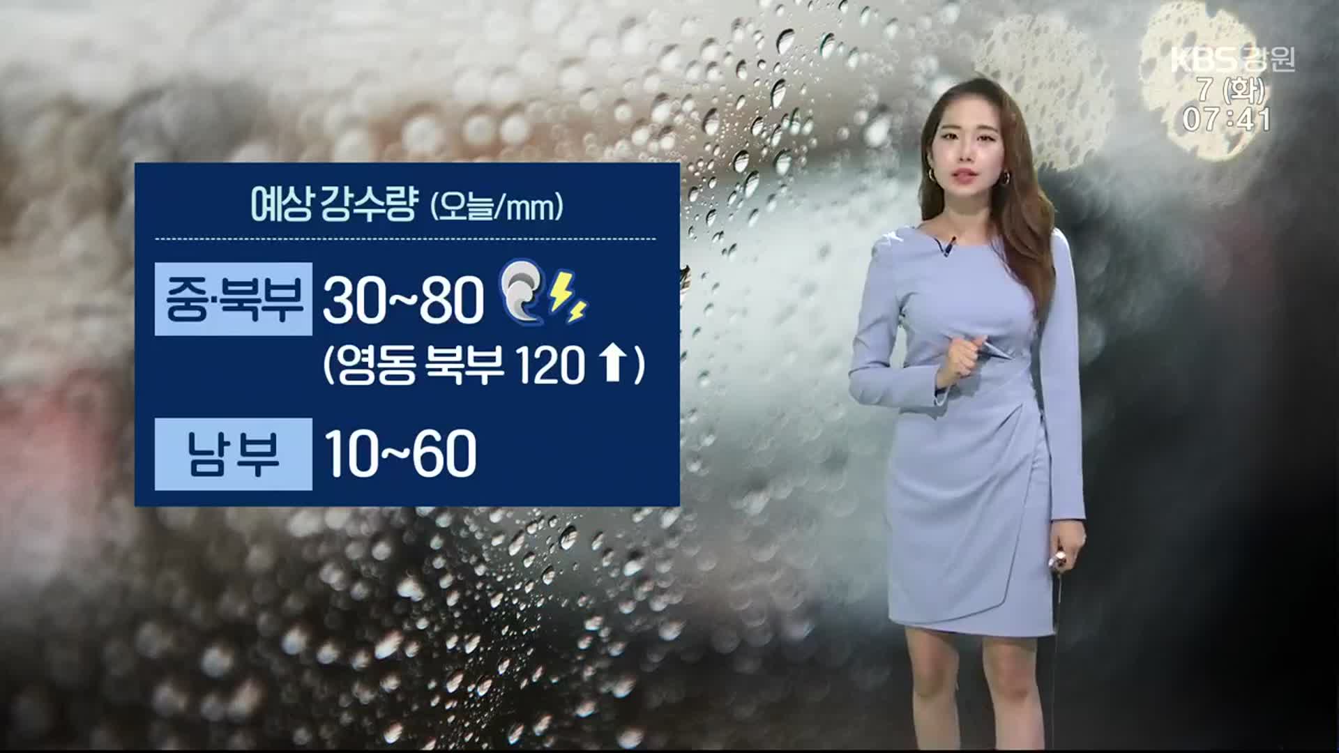 [날씨] 강원 전역 많은 비…‘시간당 20mm’ 북부 호우주의보
