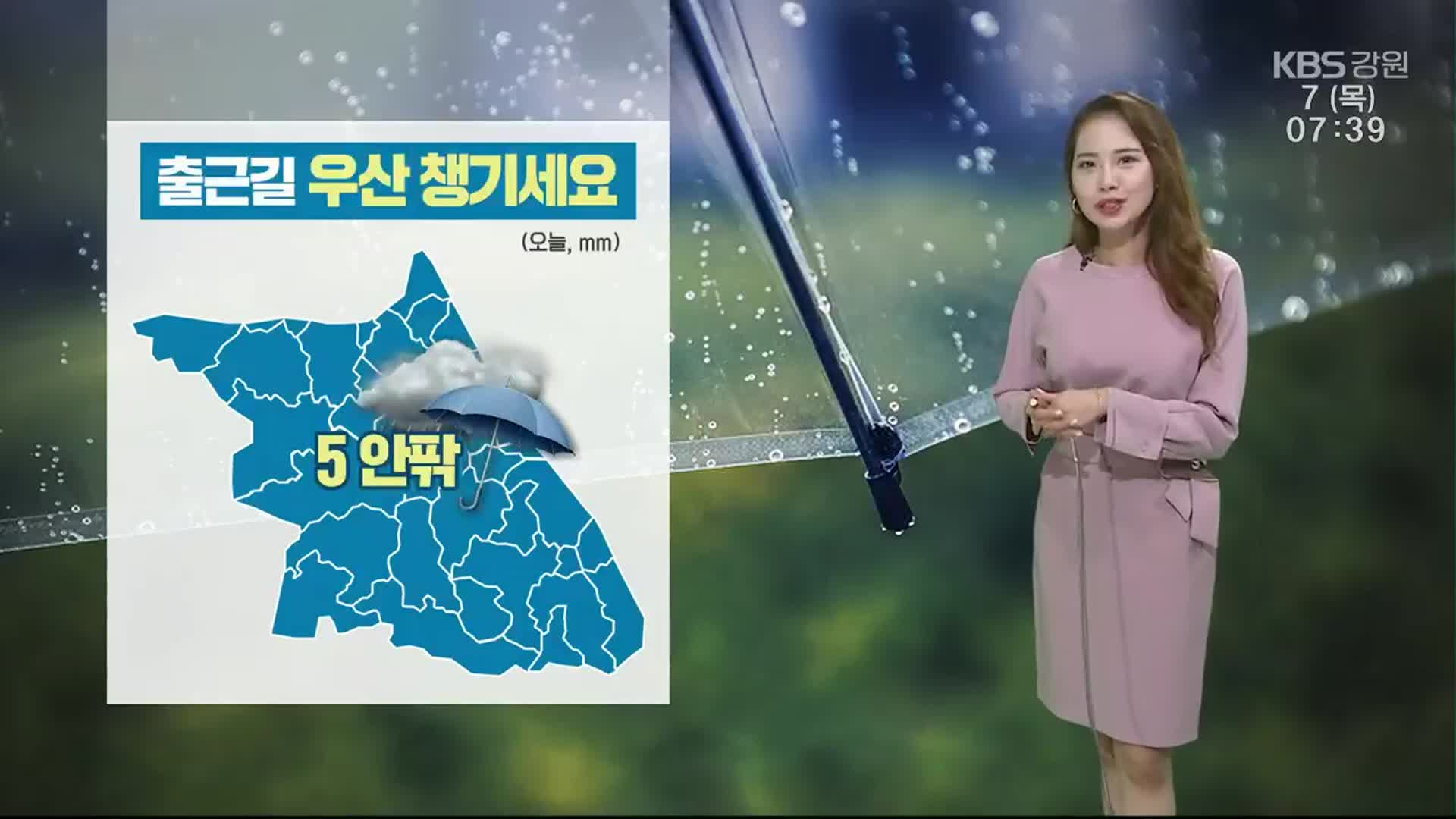 [날씨] 강원 출근길 우산 챙기세요…5㎜ 안팎 ‘비’