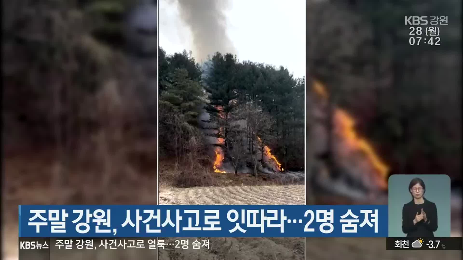 주말 강원, 사건사고 잇따라…2명 숨져