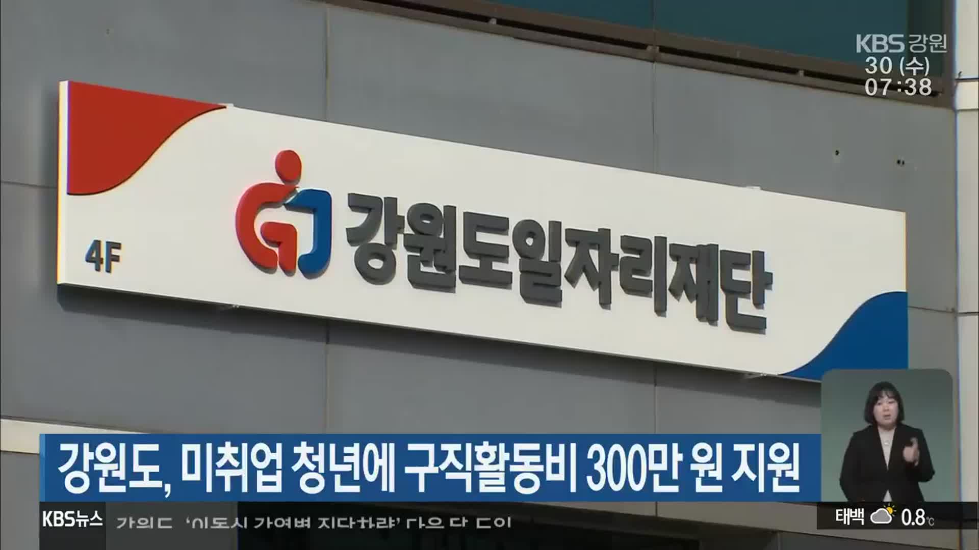 강원도, 미취업 청년에 구직활동비 300만 원 지원