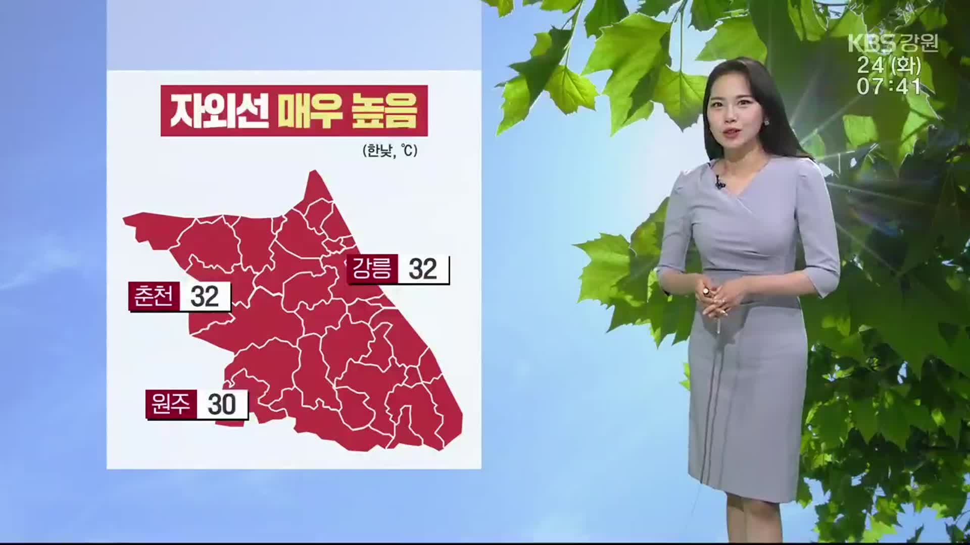 [날씨] 강원 자외선지수 ‘매우 높음’…한낮 춘천·강릉 32도