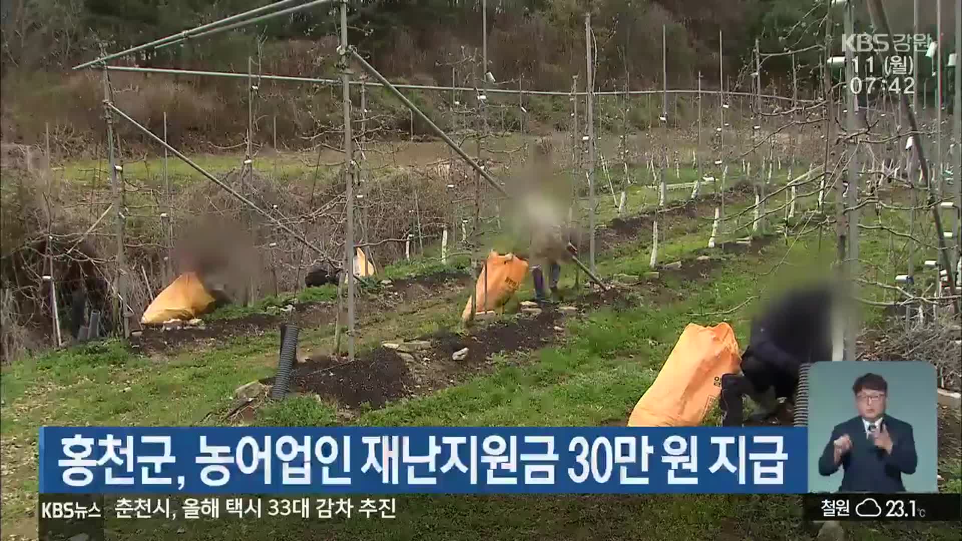 홍천군, 농어업인 재난지원금 30만 원 지급