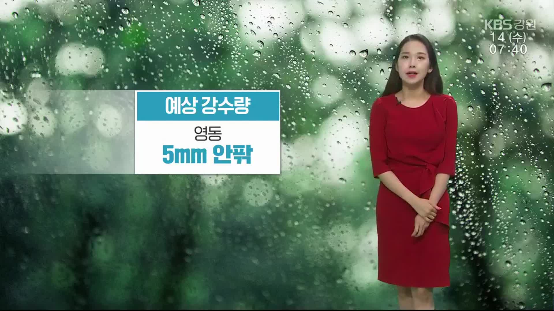 [날씨] 강원 영동 늦은 오후부터 5mm 안팎 비