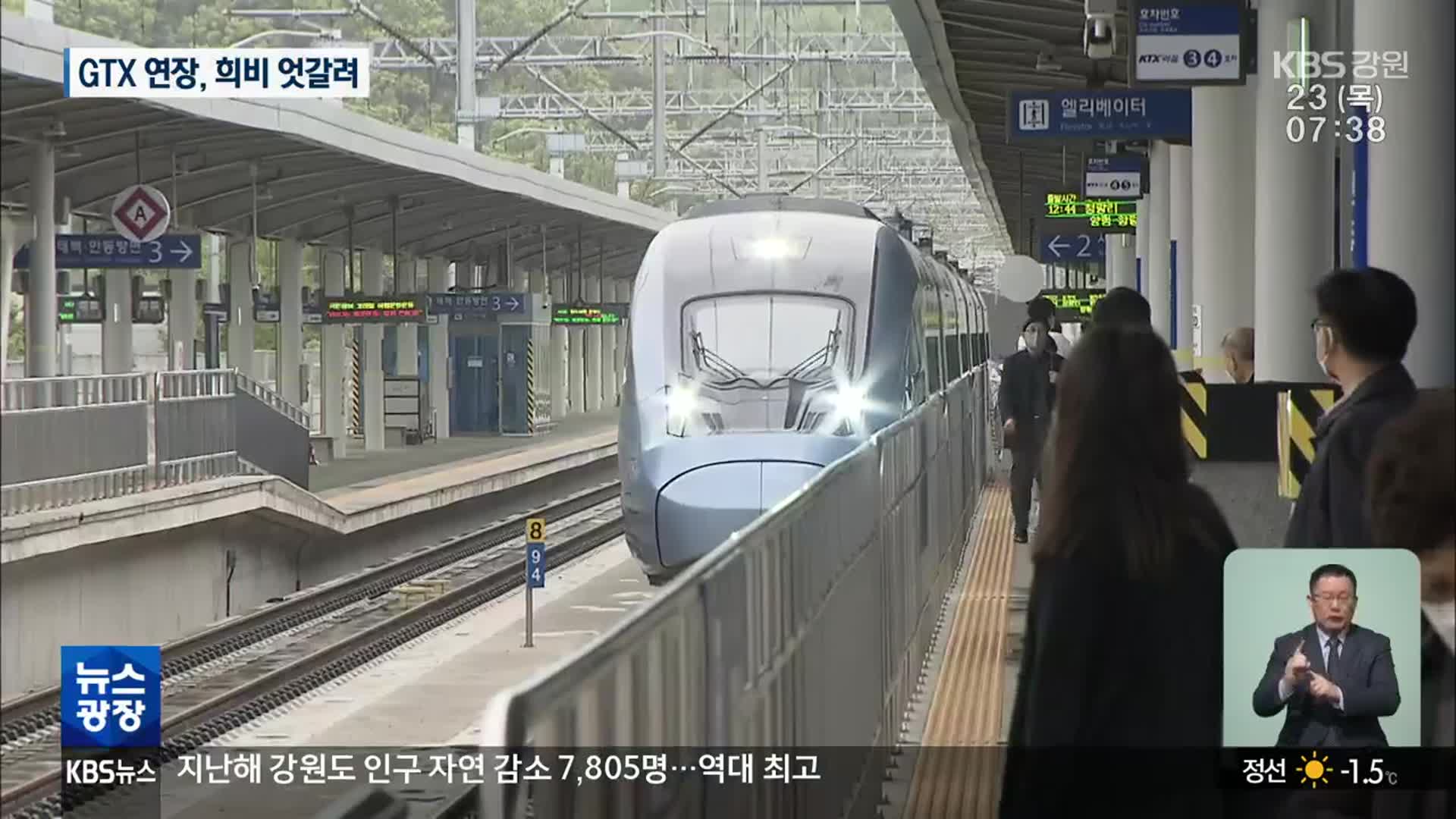 GTX 연장, 원주 ‘빨간불’…춘천 ‘파란불’
