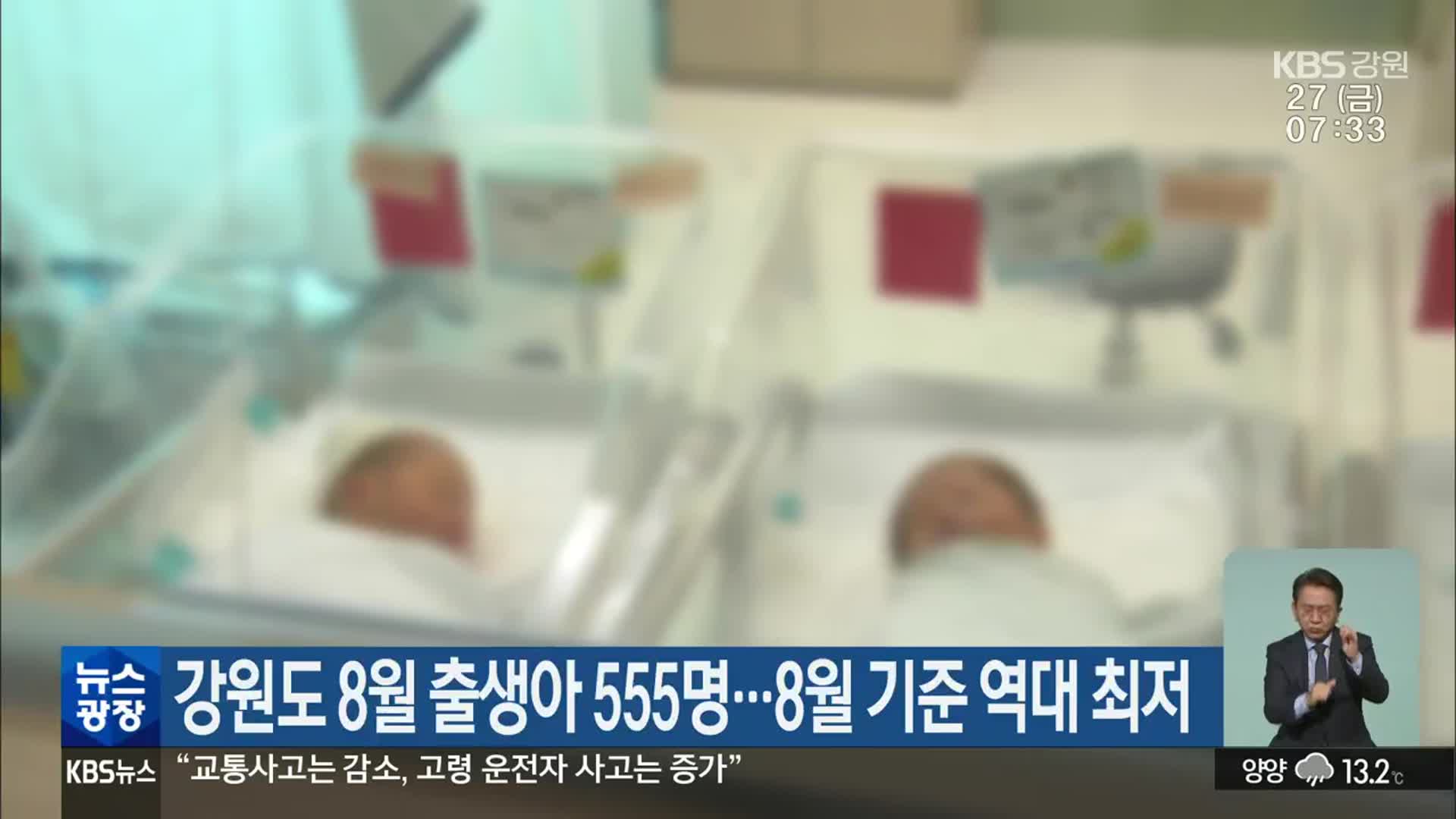 강원도 8월 출생아 555명…8월 기준 역대 최저