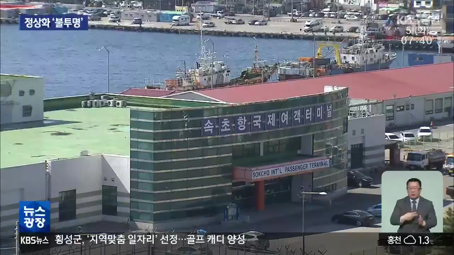 속초항 국제여객터미널 정상화 불투명