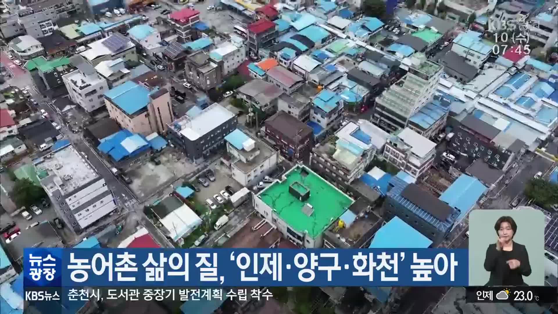 농어촌 삶의 질, ‘인제·양구·화천’ 높아