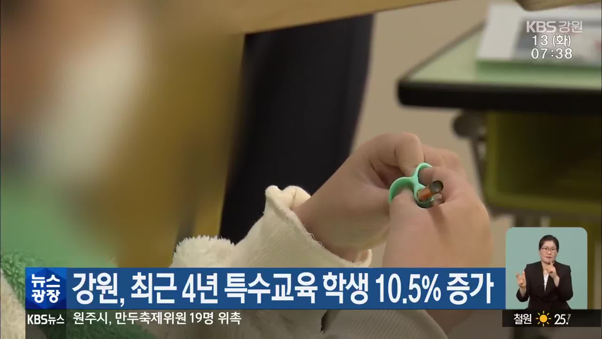 강원, 최근 4년 특수교육 학생 10.5% 증가