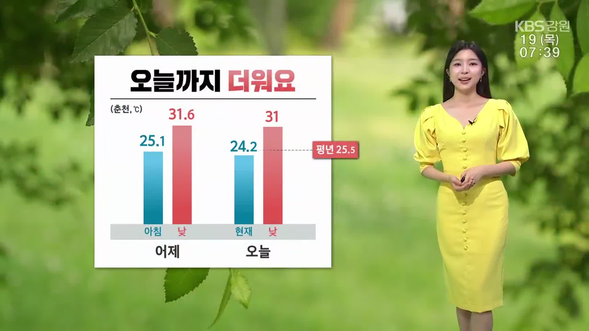 [날씨] 강원 오늘까지 더워…내륙·산지 5~60mm 소나기