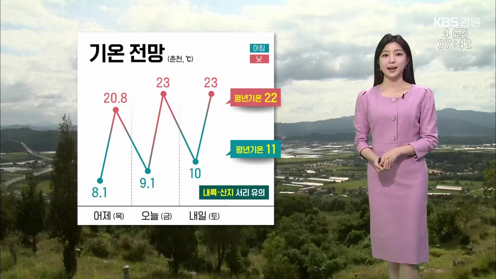 [날씨] 강원 아침·저녁 쌀쌀…내륙·산지 짙은 안개