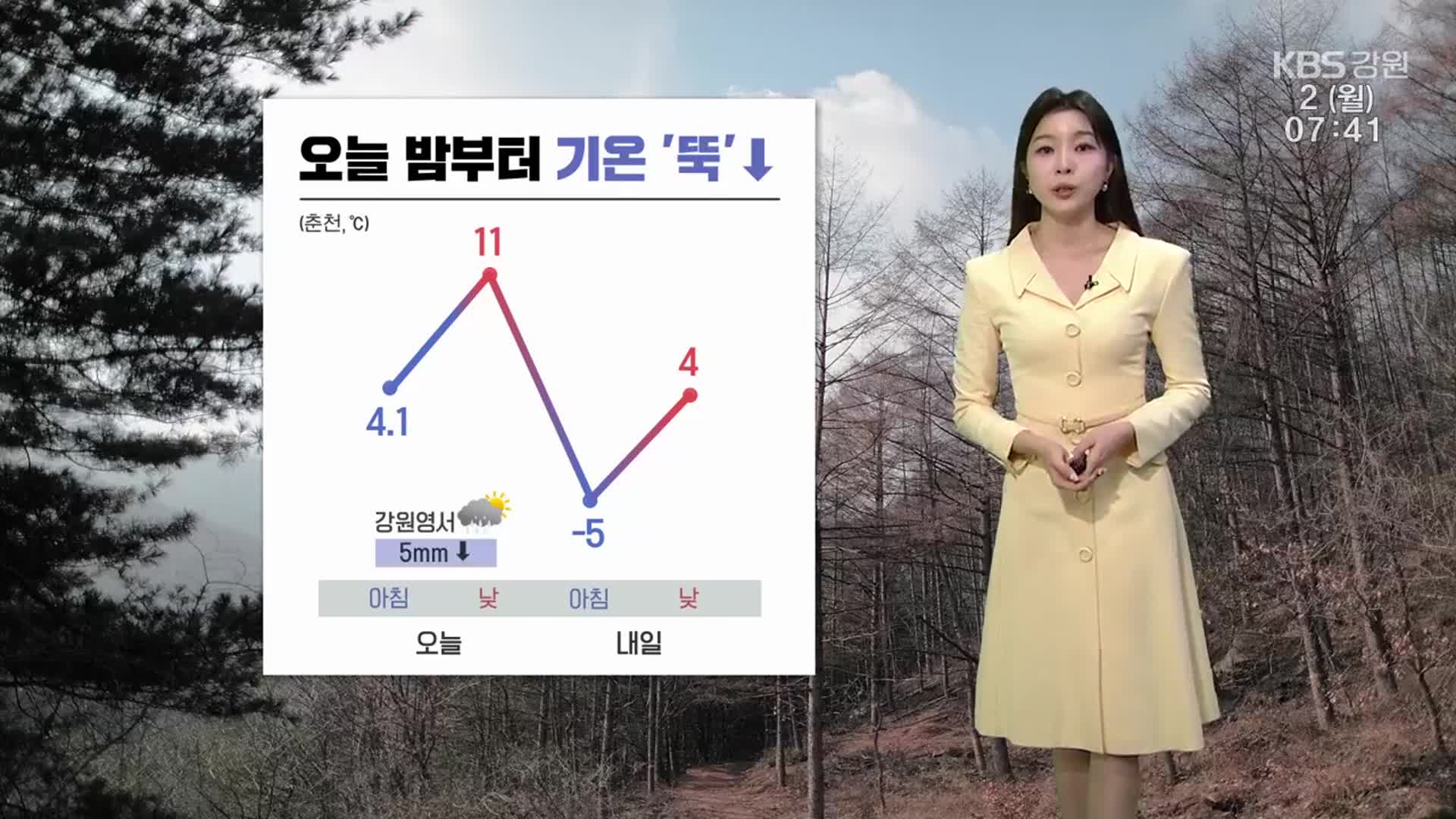 [날씨] 강원 오늘 밤부터 기온 ‘뚝↓’…오전까지 짙은 안개