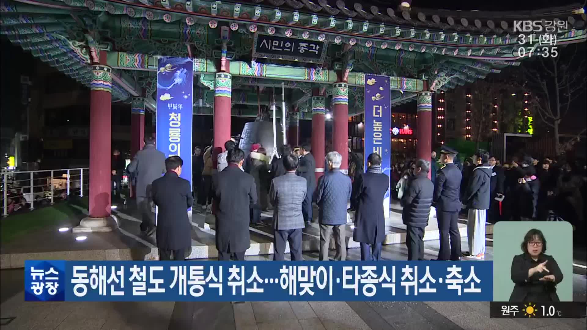 동해선 철도 개통식 취소…해맞이·타종식 취소·축소