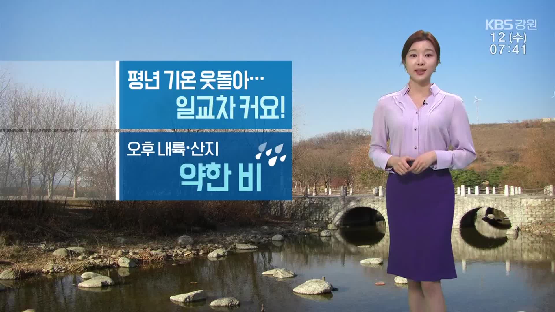 [날씨] 강원 평년 기온 웃돌아 ‘포근’…오후부터 내륙·산지 약한 비