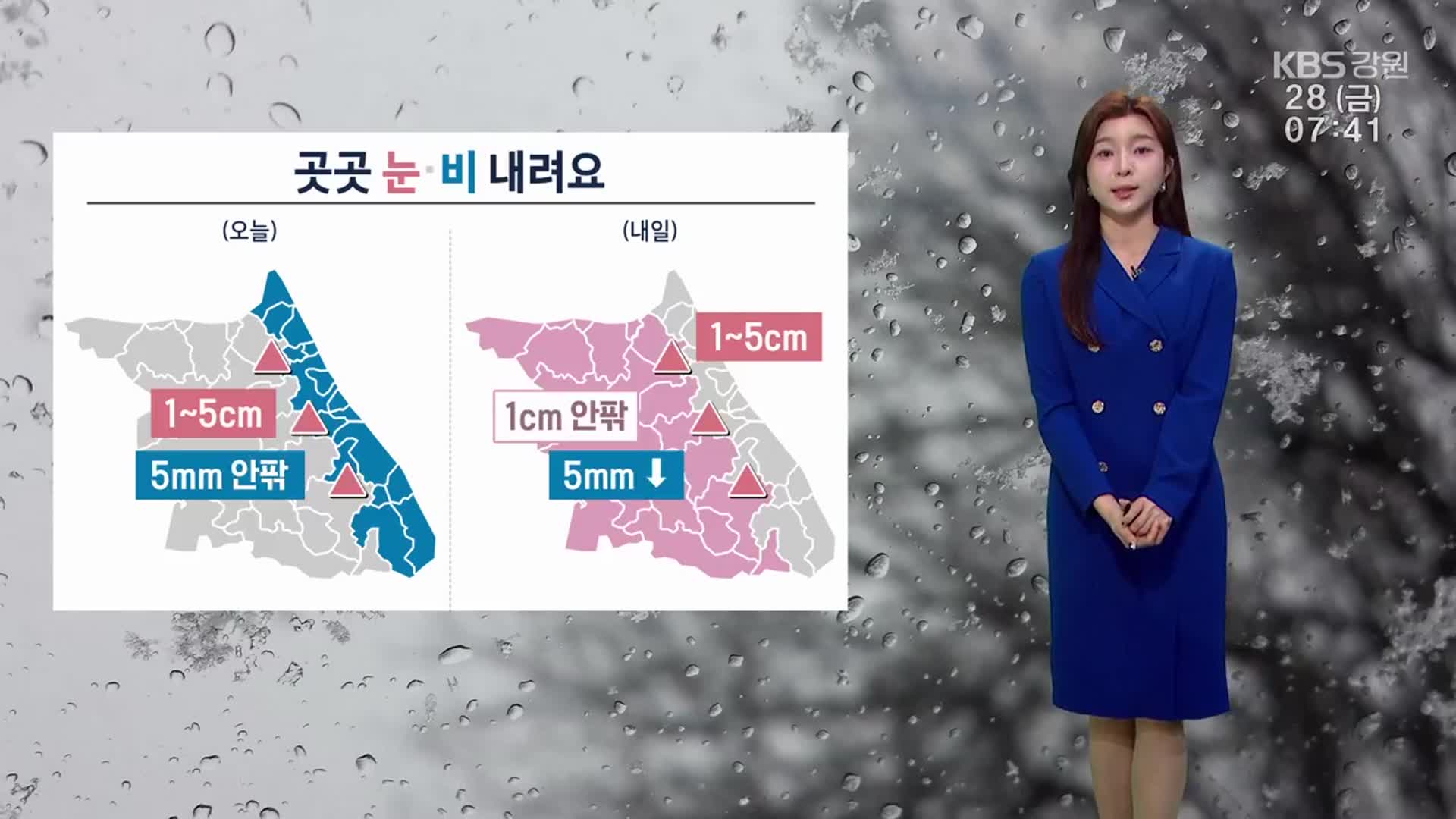 [날씨] 강원 곳곳 눈·비 내려요…강한 바람 주의