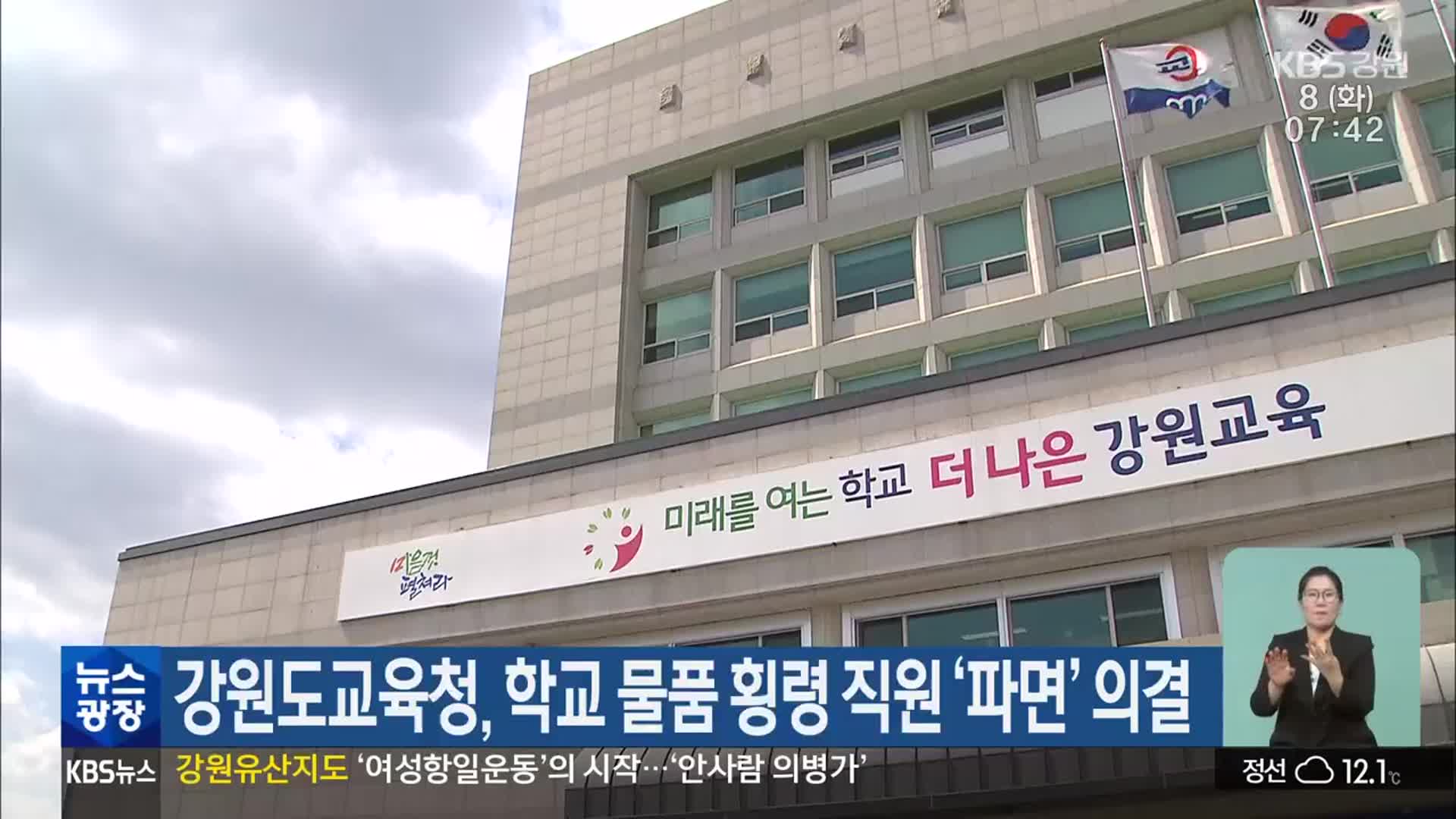 강원도교육청, 학교 물품 횡령 직원 ‘파면’ 의결