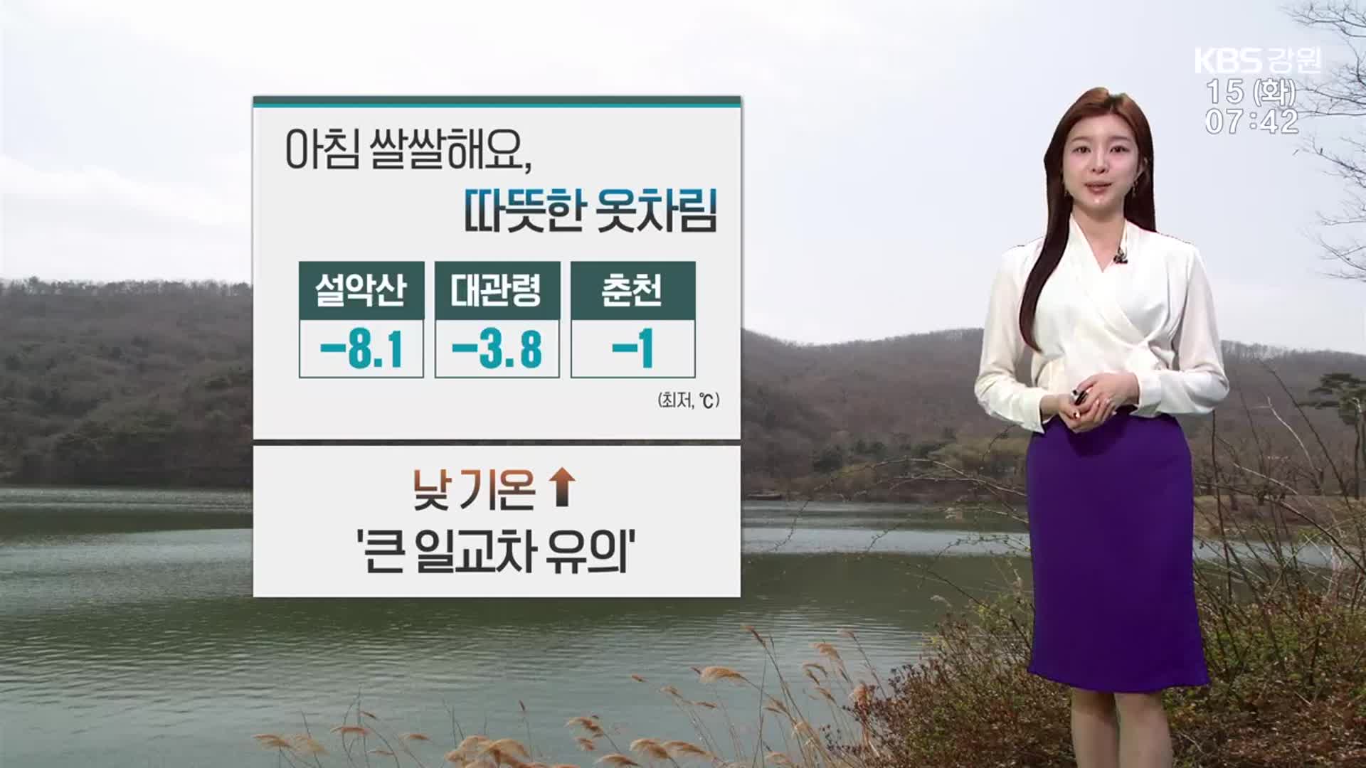 [날씨] 강원 아침 쌀쌀, 낮 기온↑…큰 일교차 유의