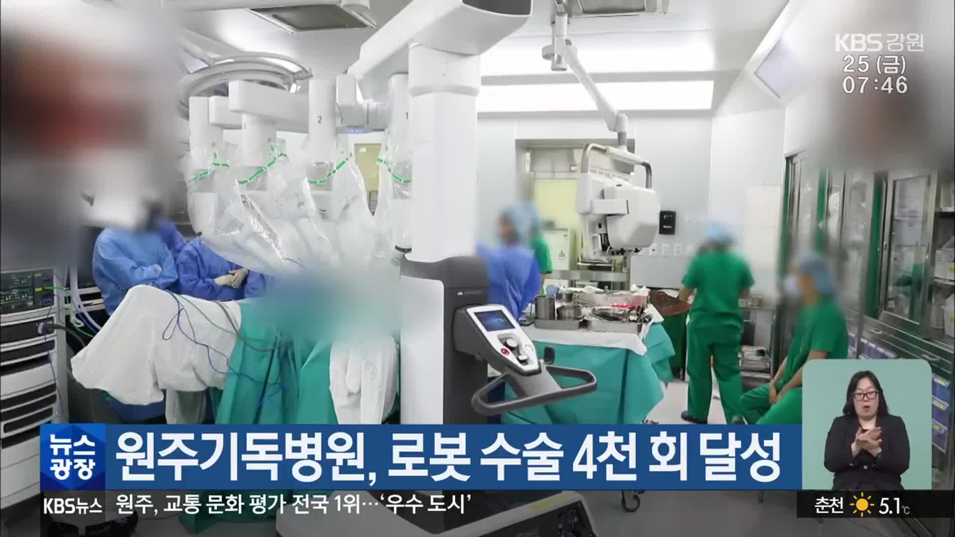 원주기독병원, 로봇 수술 4천 회 달성
