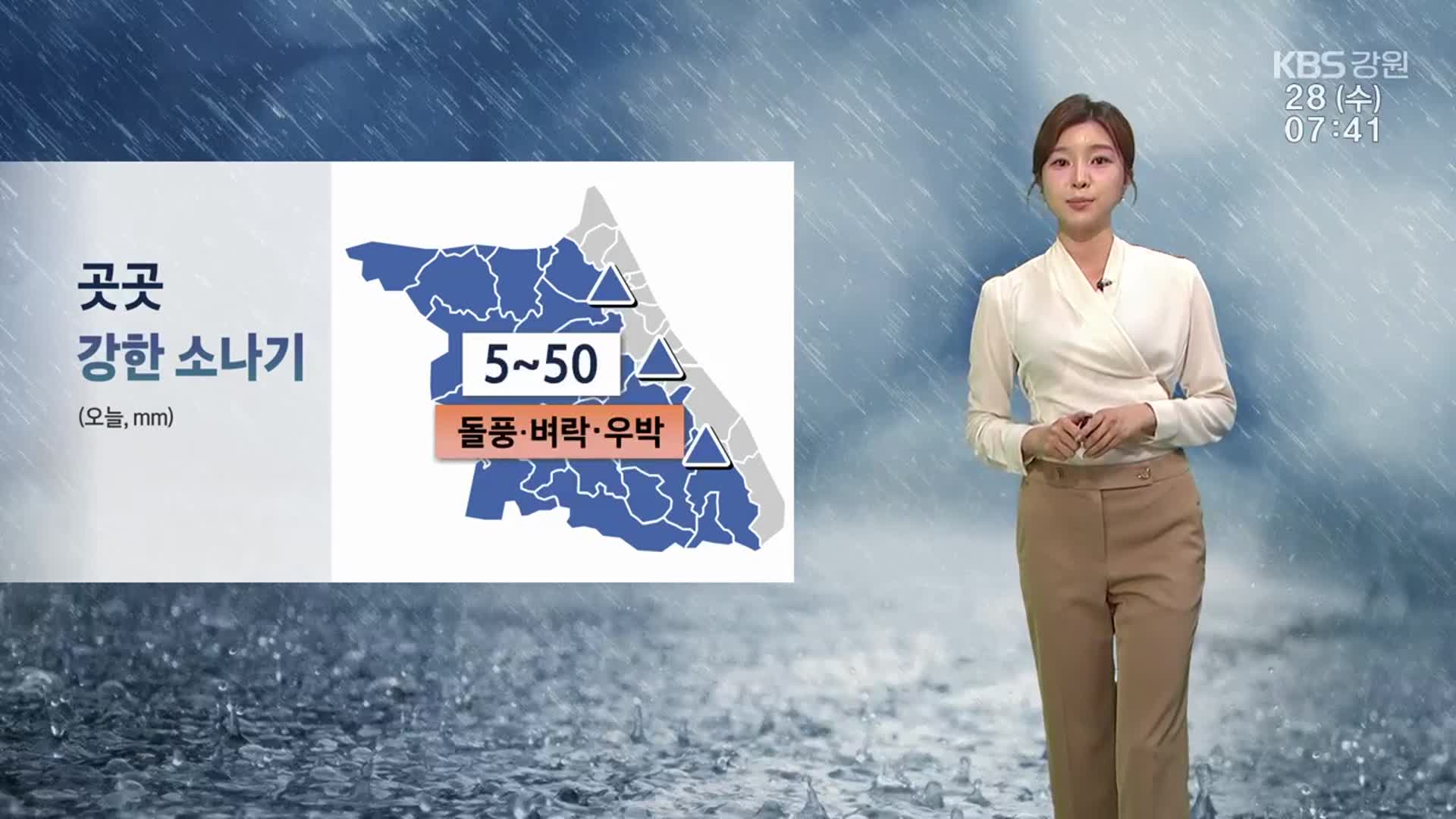 [날씨] 강원 내륙 한낮 더위…곳곳 강한 소나기