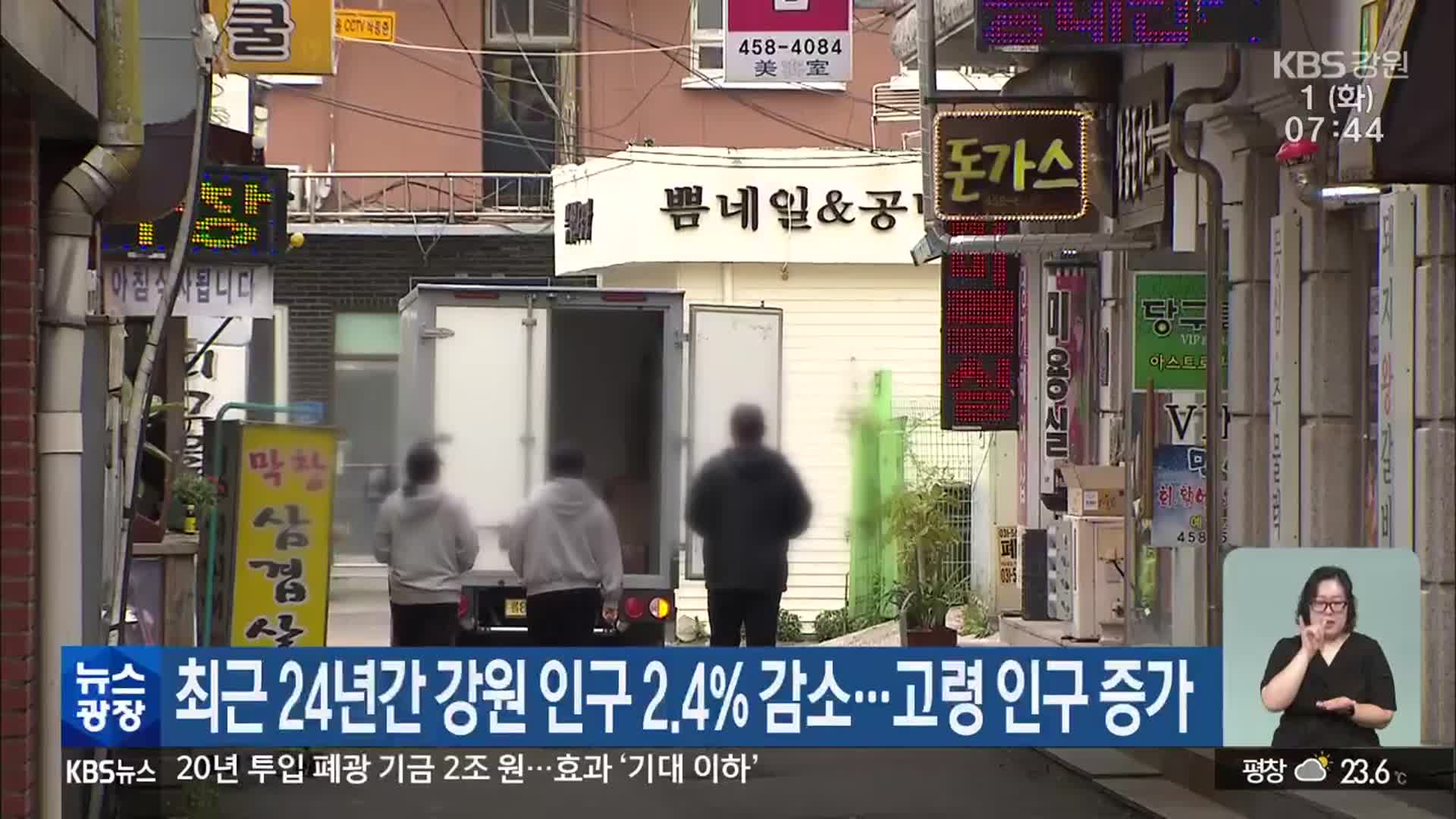 최근 24년간 강원 인구 2.4% 감소…고령 인구 증가