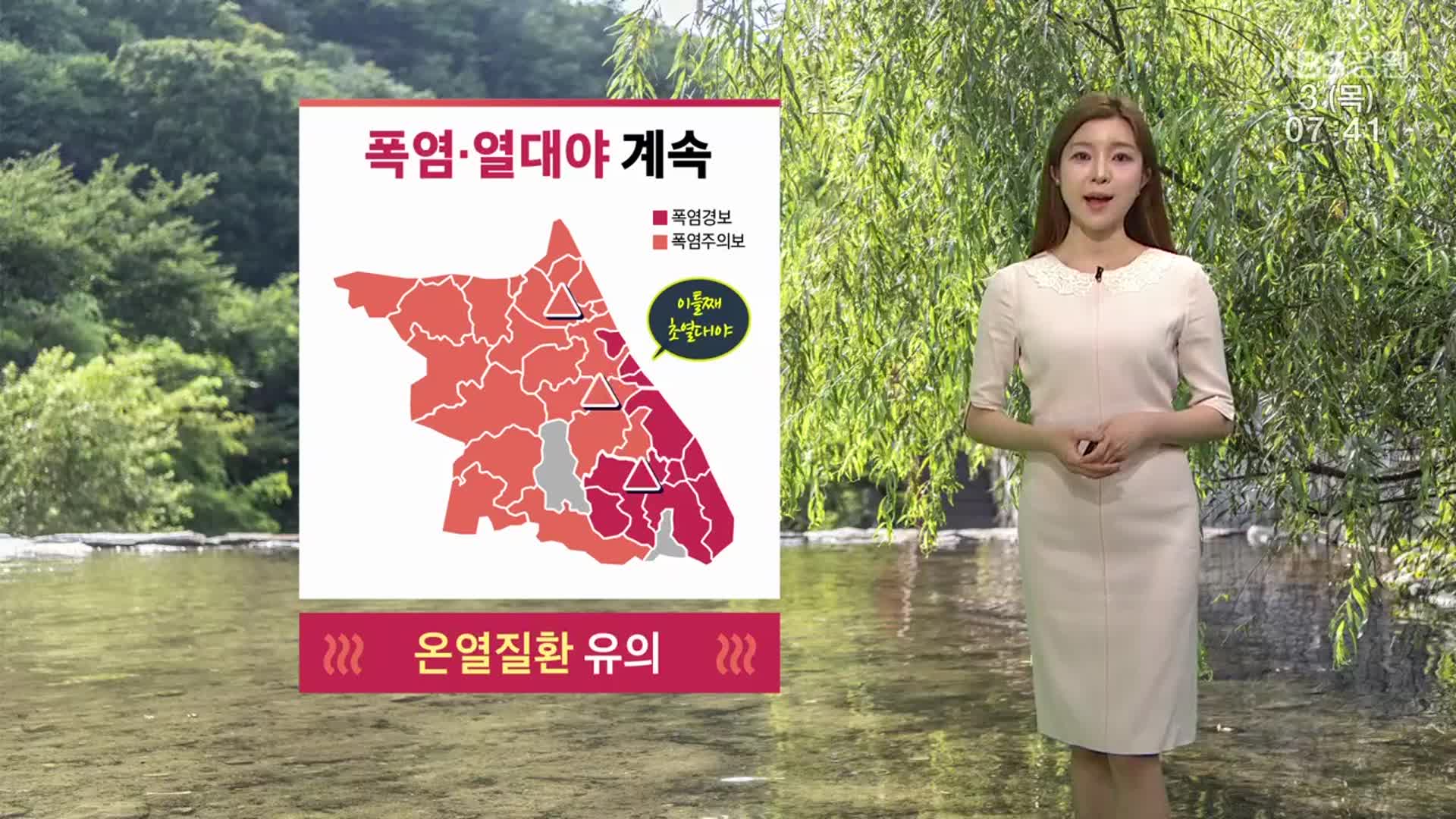 [날씨] 강원 폭염·열대야 계속…온열질환 유의