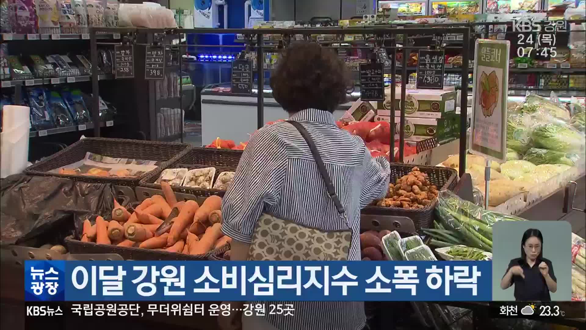 이달 강원 소비심리지수 소폭 하락