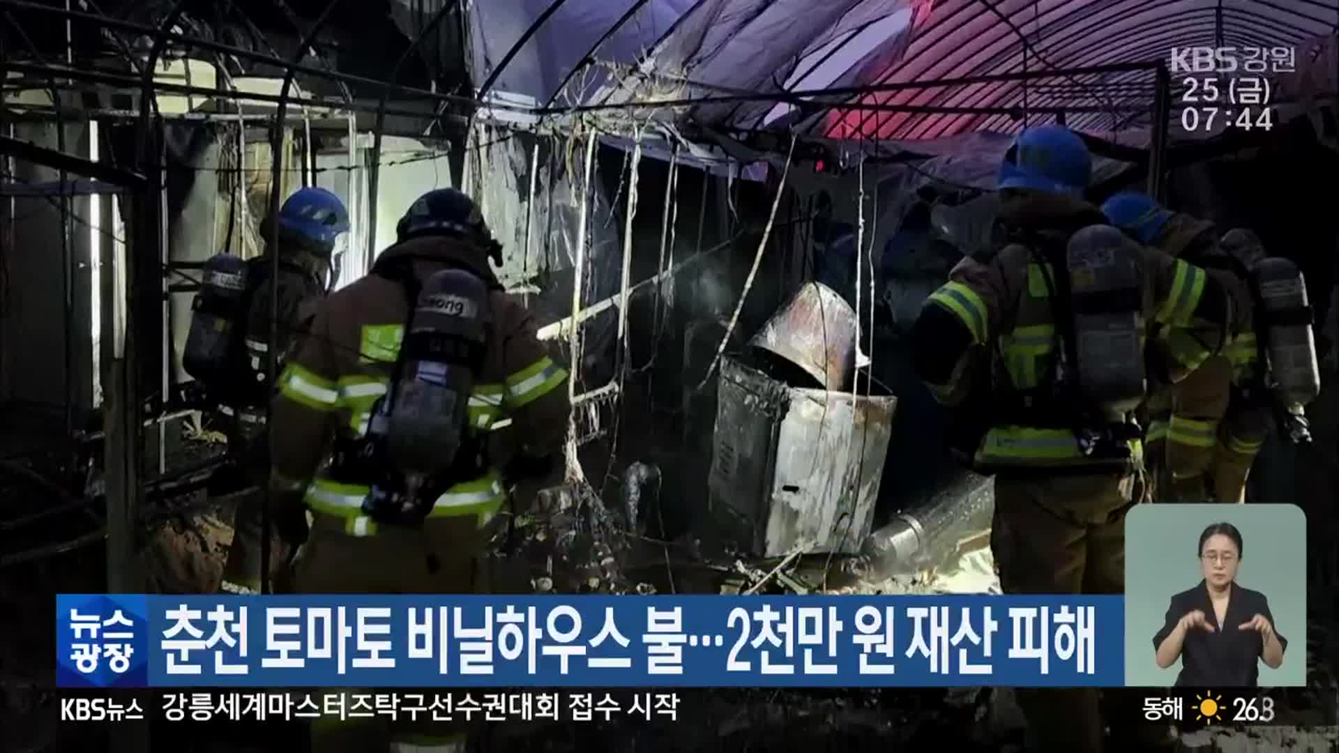 춘천 토마토 비닐하우스 불…2천만 원 재산 피해