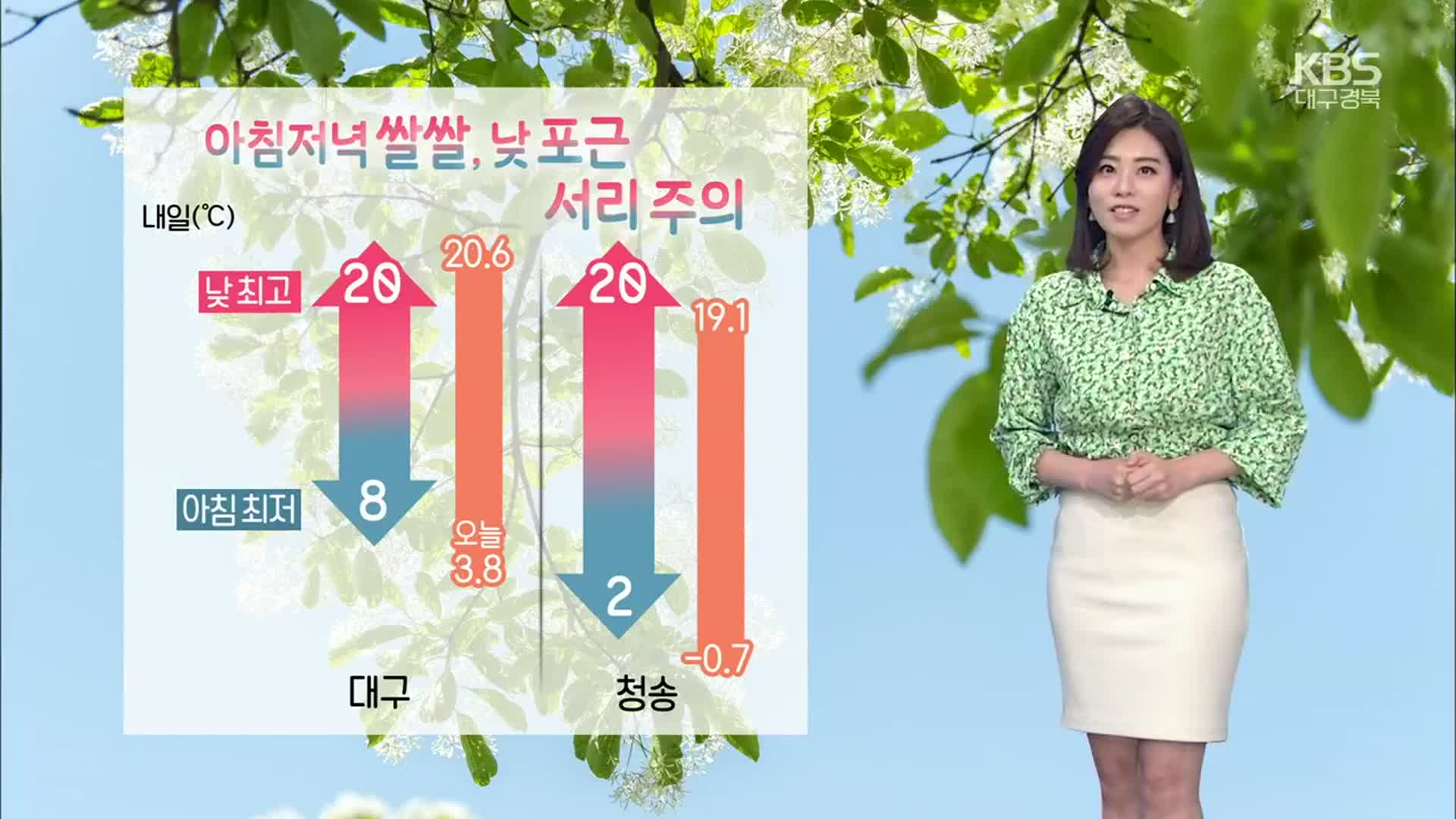 [날씨] 대구·경북 내일 아침 최저 8도…낮 20도 안팎 ‘포근’