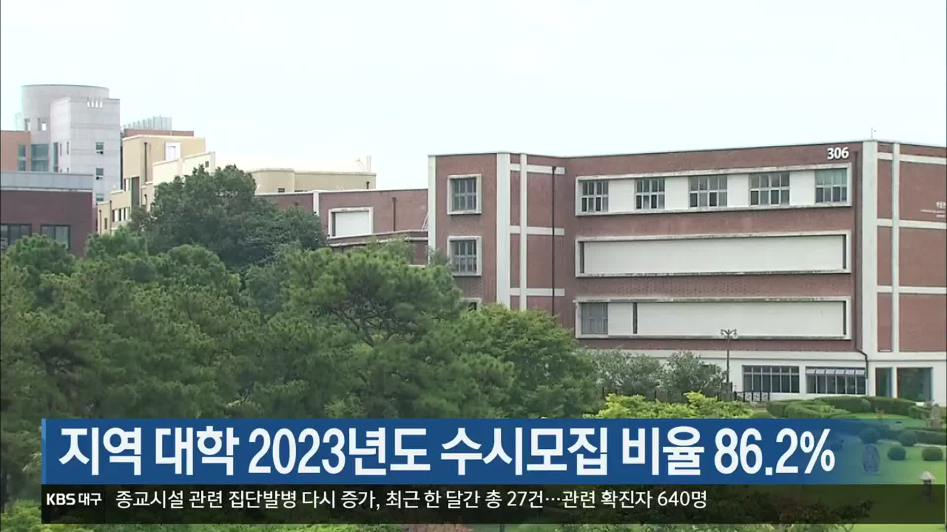 지역 대학 2023년도 수시모집 비율 86.2%