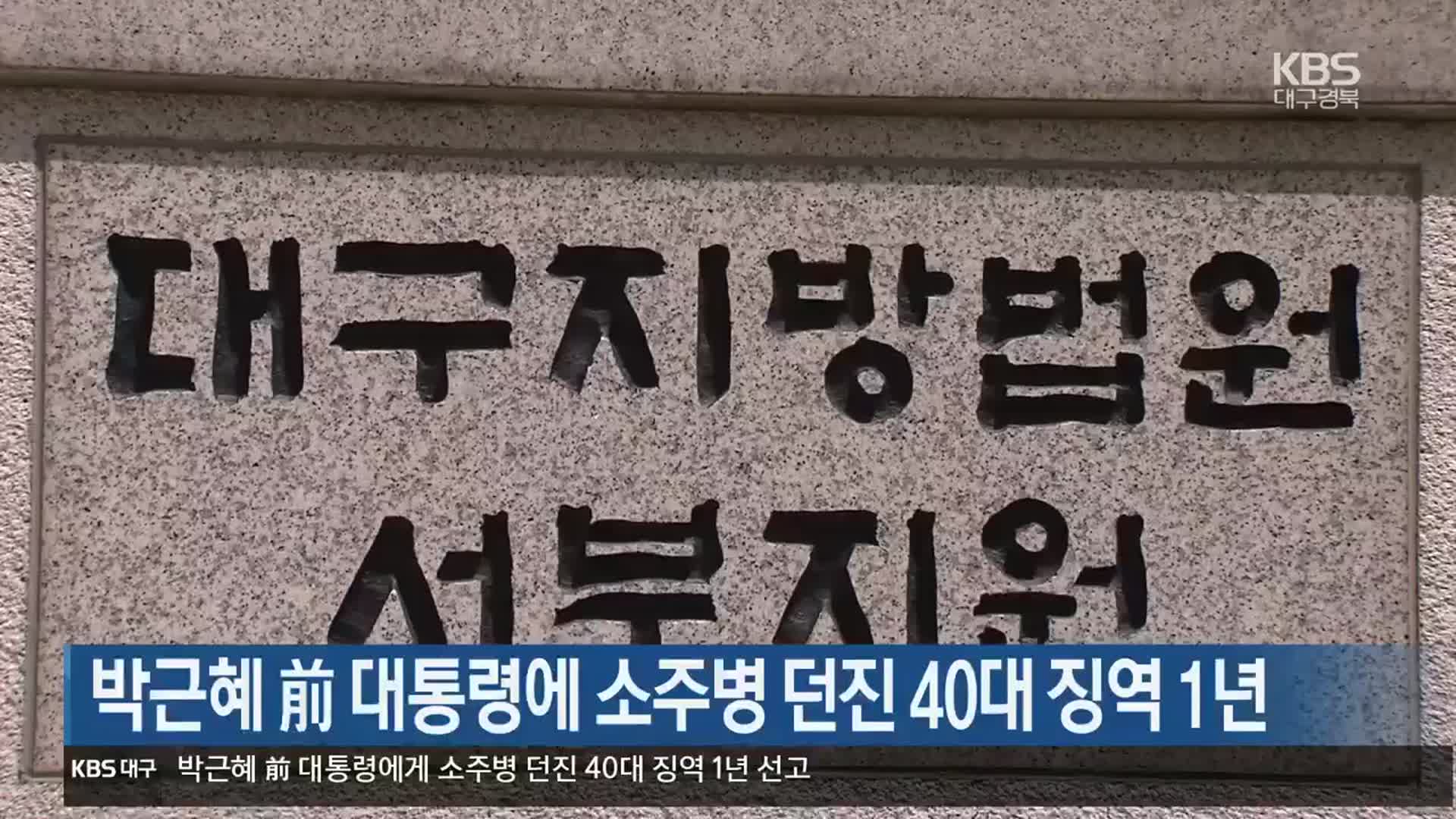 박근혜 前 대통령에 소주병 던진 40대 징역 1년