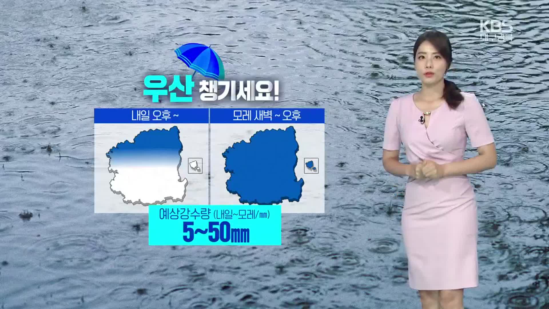 [날씨] 대구·경북 내일 오후까지 5~50mm 비…대구 낮 최고 32도