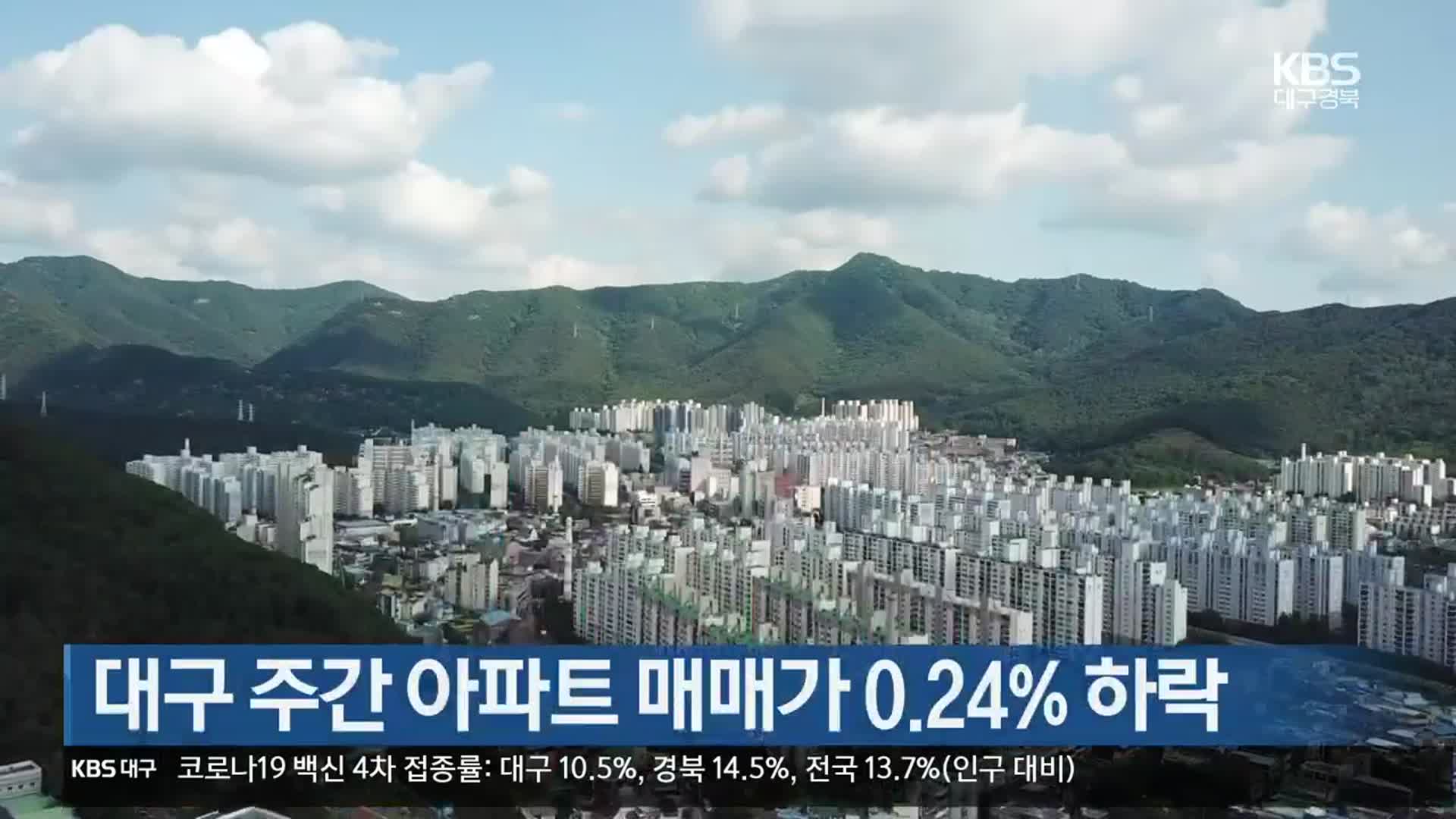 대구 주간 아파트 매매가 0.24% 하락