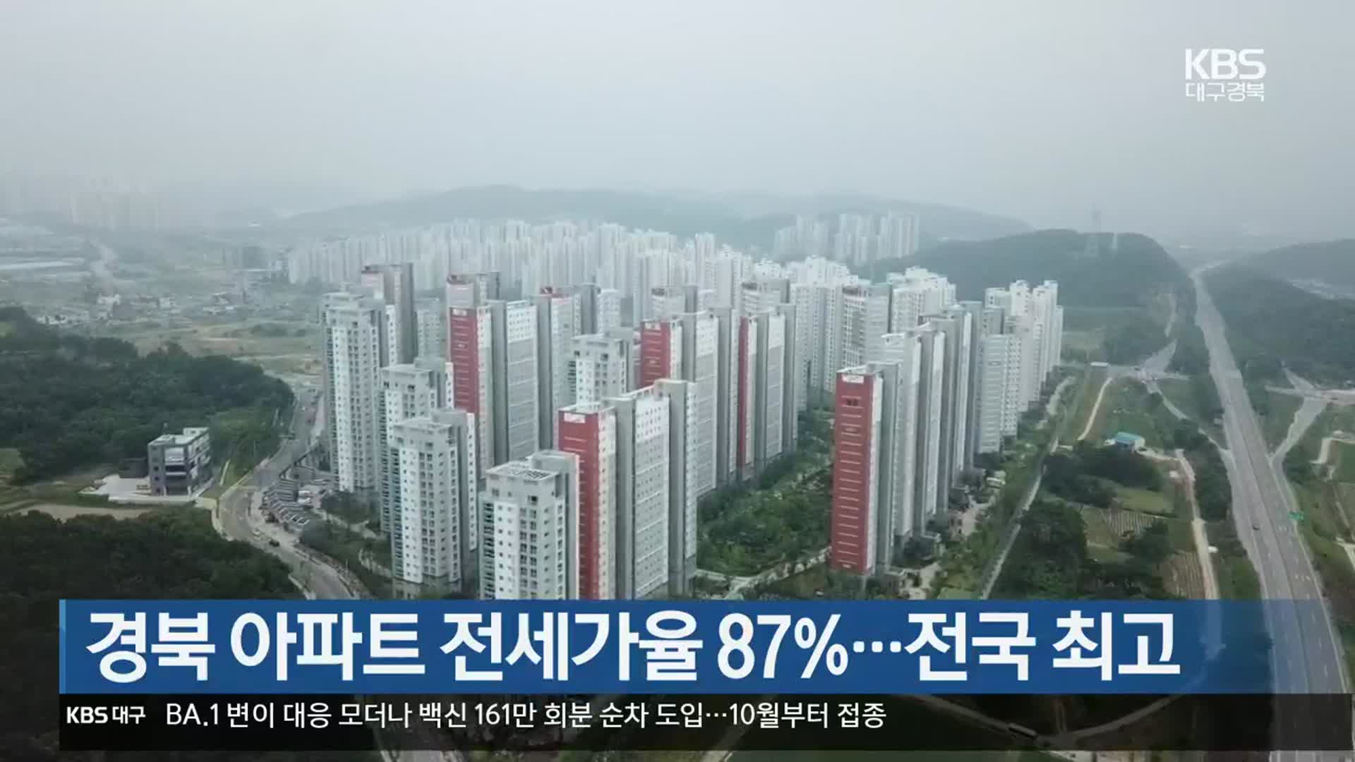경북 아파트 전세가율 87%…전국 최고