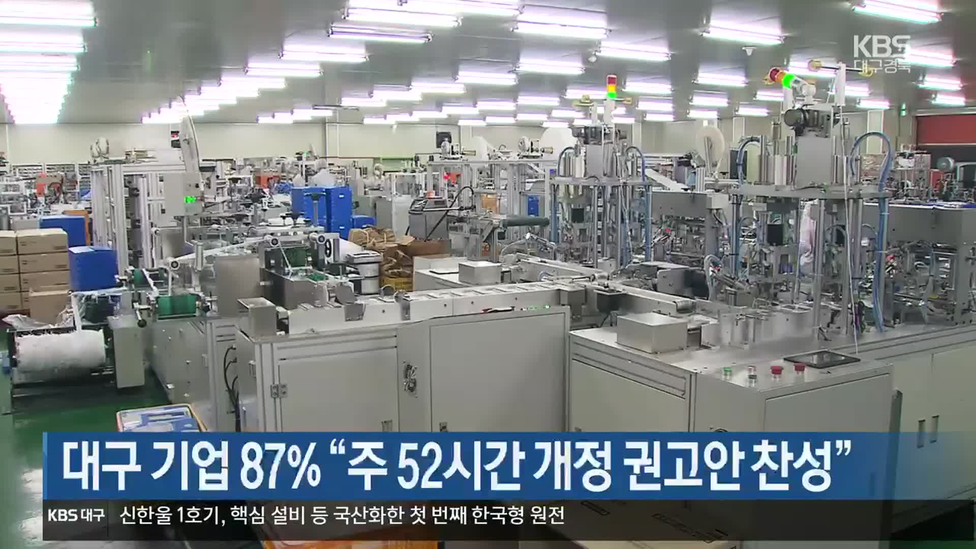 대구기업 87% “주 52시간 개정 권고안 찬성”