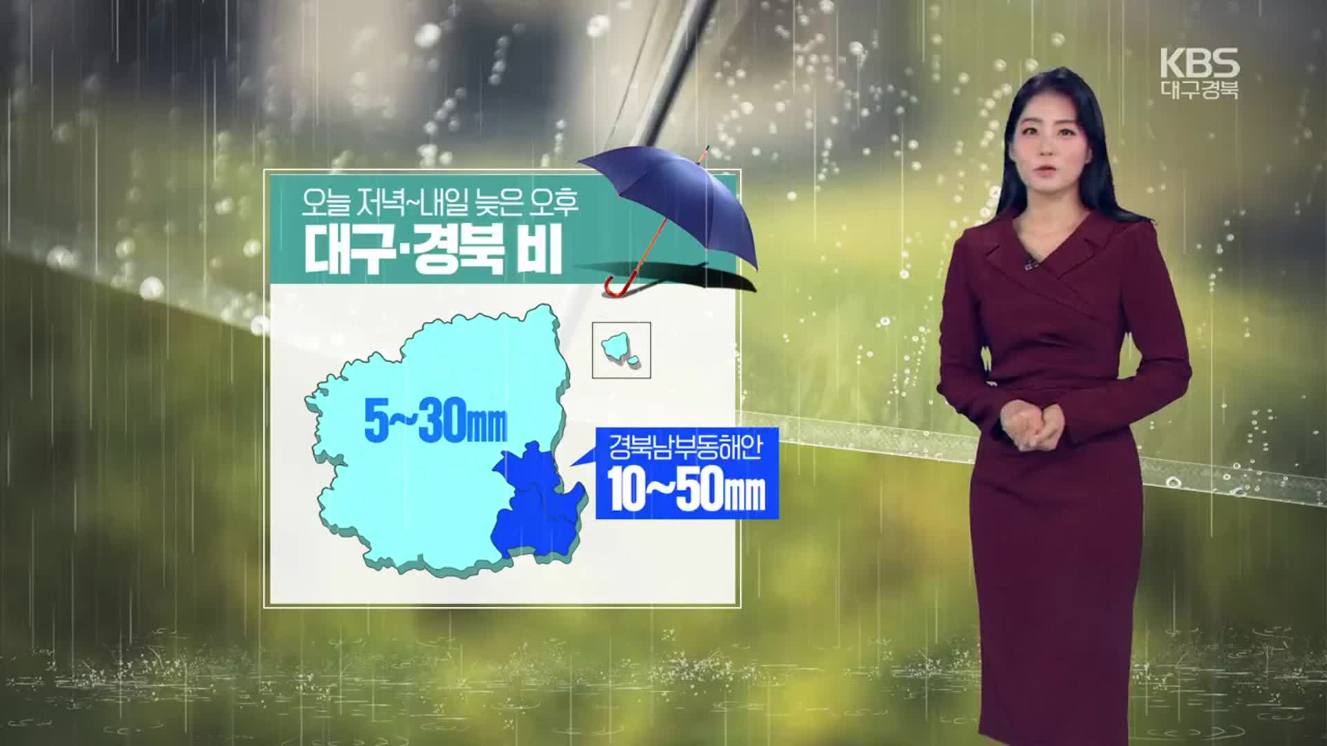 [날씨] 대구·경북 오늘 저녁~내일 늦은 오후 ‘최대 50mm 비’
