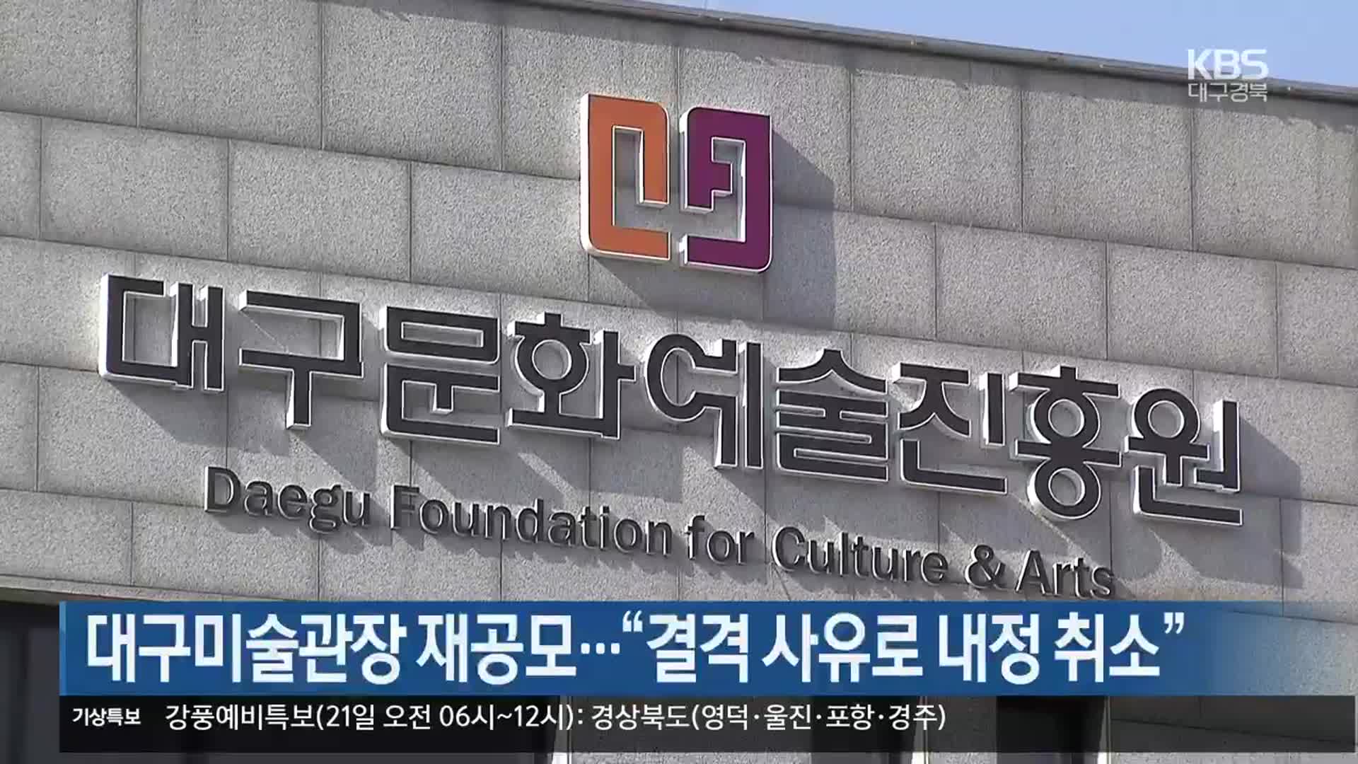 대구미술관장 재공모…“결격 사유로 내정 취소”